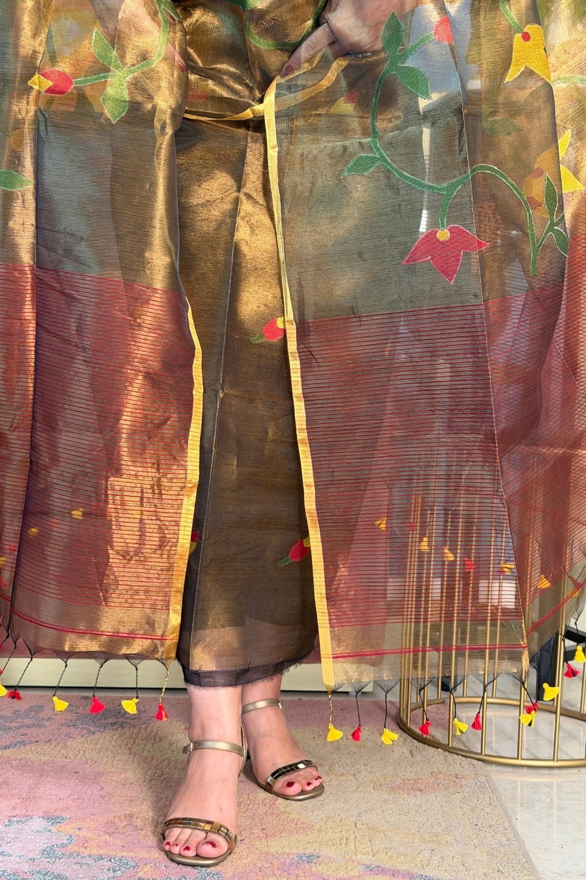 Jamdani handwoven full set in tissue muslin!!!