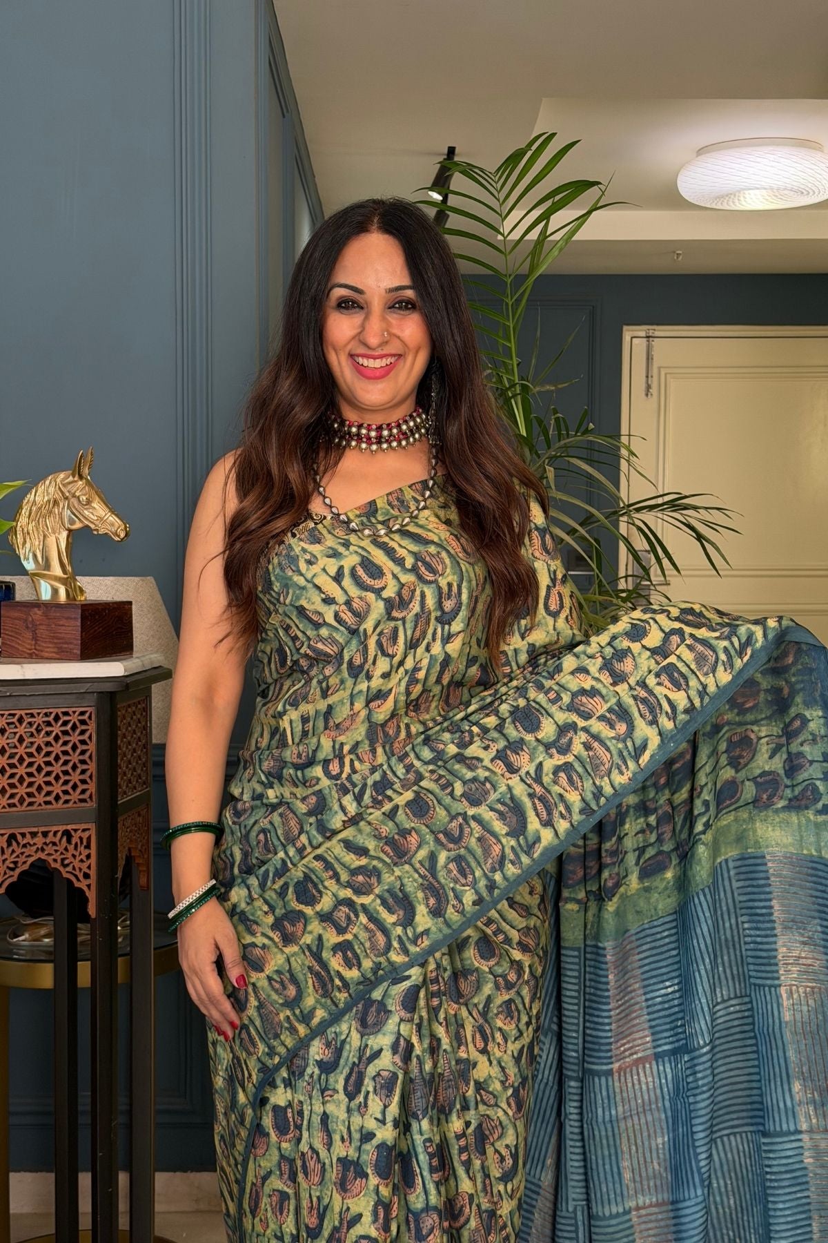 Pomegranate handcrafted pure tussar modal saree!!