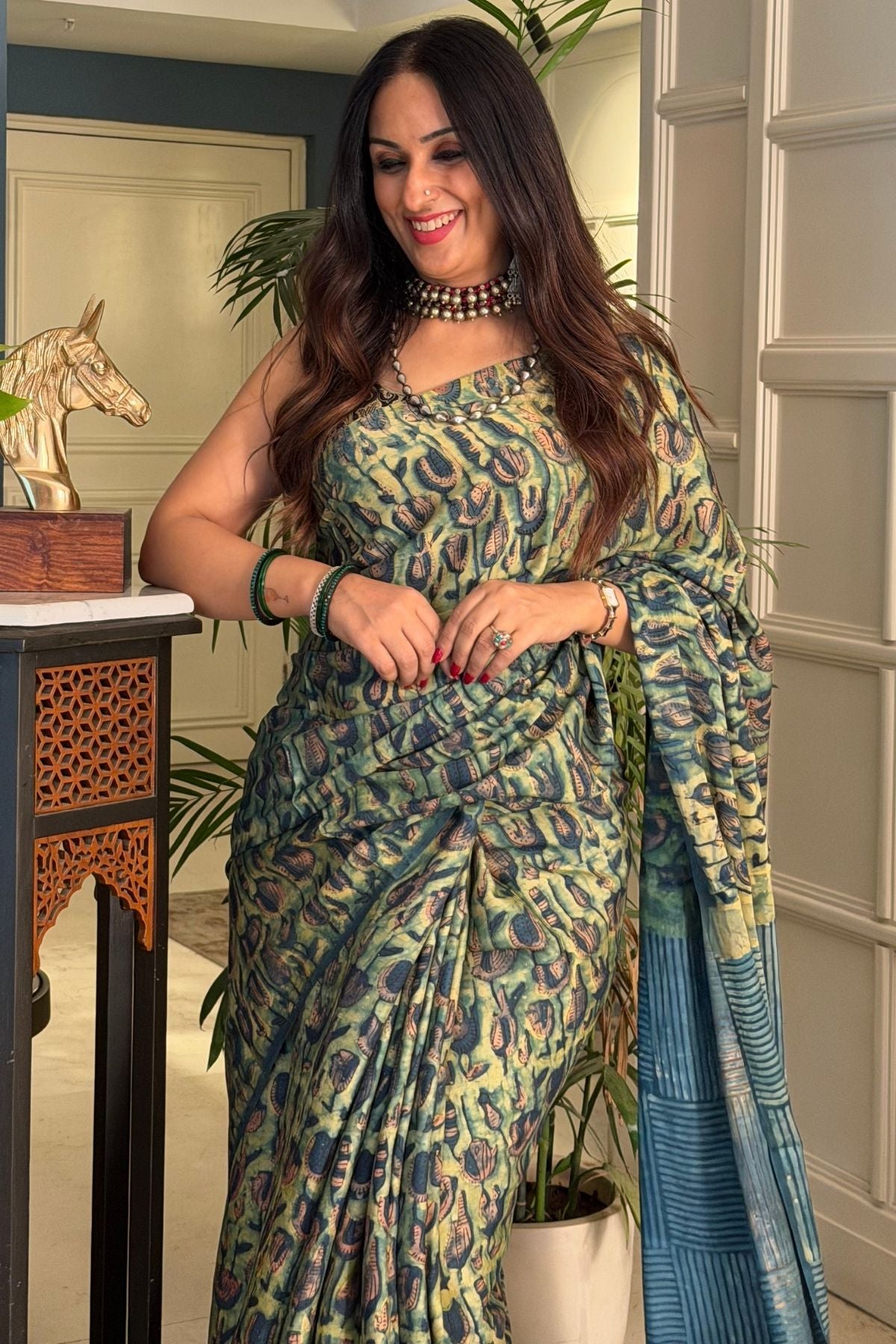 Pomegranate handcrafted pure tussar modal saree!!