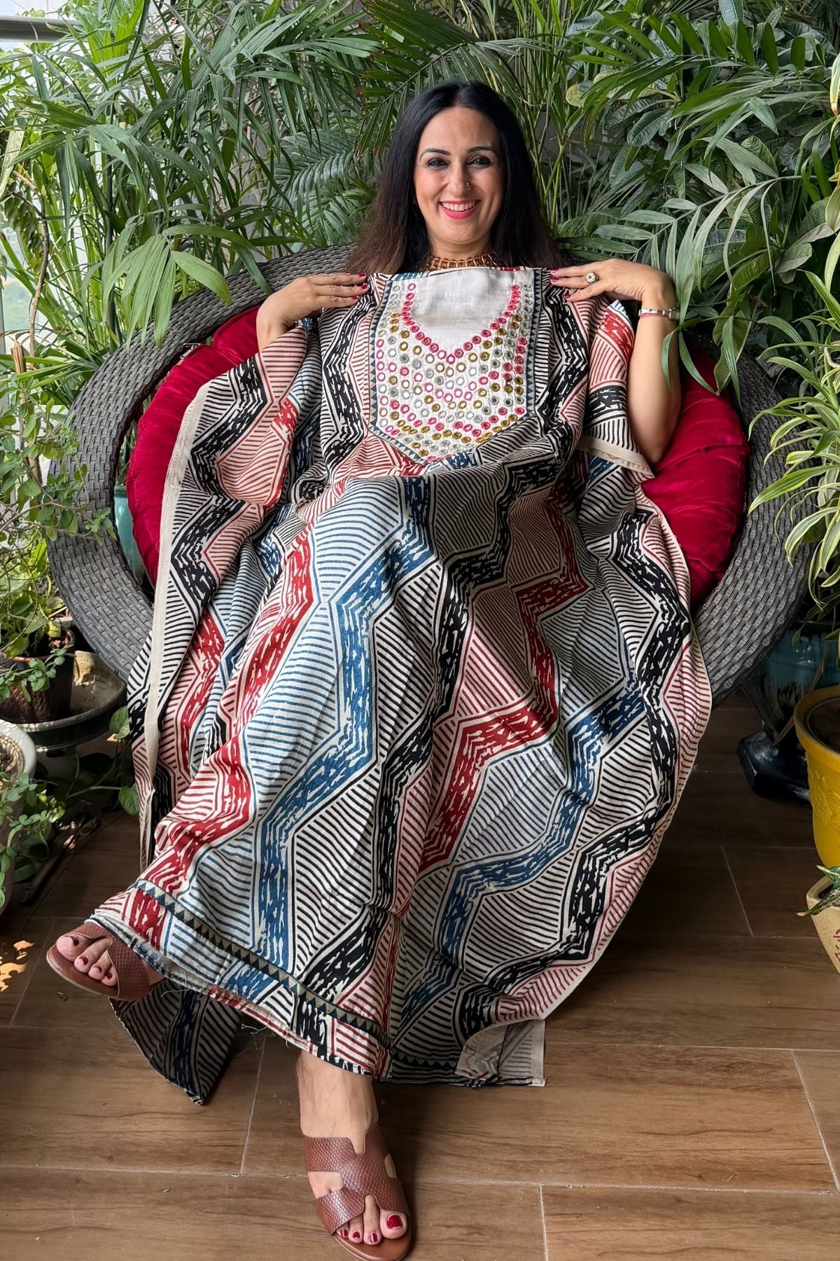 Handcrafted kurta with Kutch mirror work on pure Mashru!!