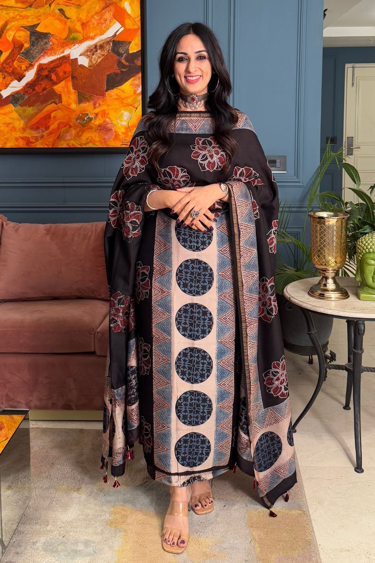 Ajrakh Chanderi Silk sets