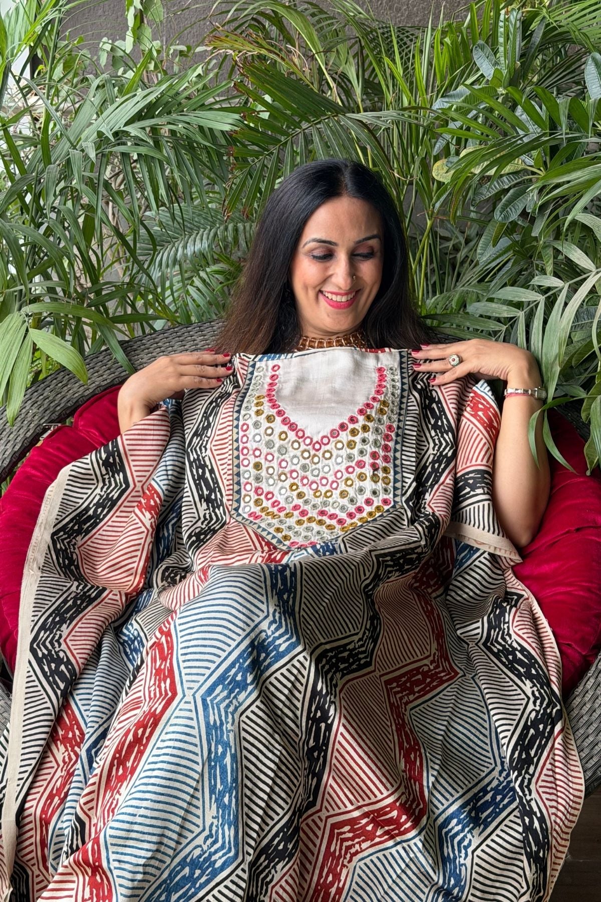 Handcrafted kurta with Kutch mirror work on pure Mashru!!