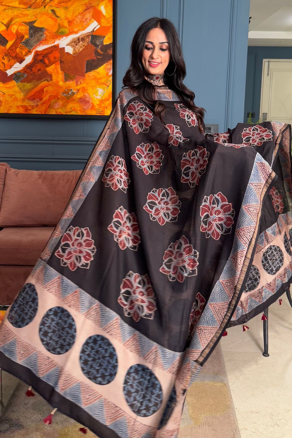 Ajrakh Chanderi Silk sets