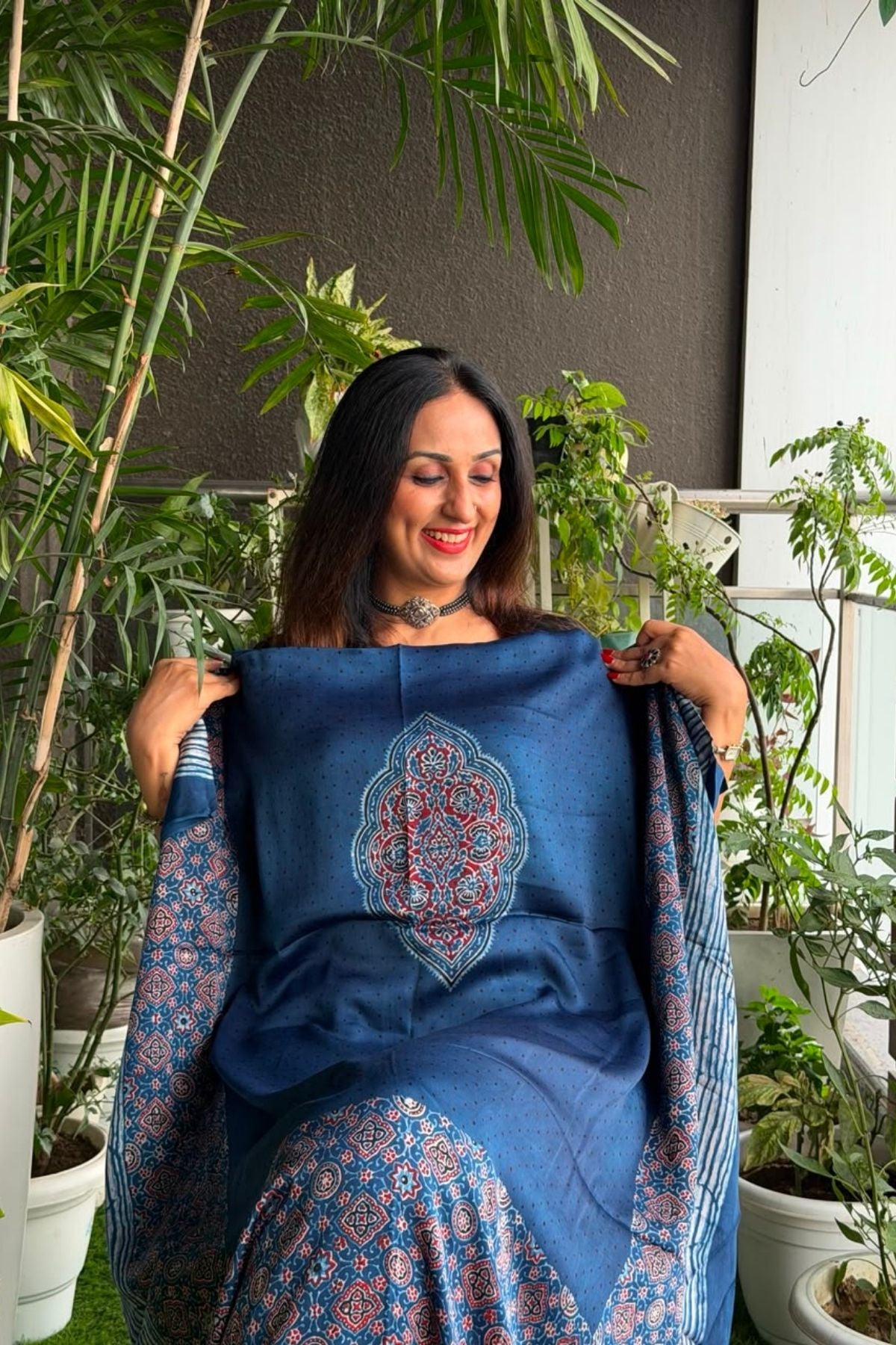 Ajrakh kurta fabric on pure modal !!