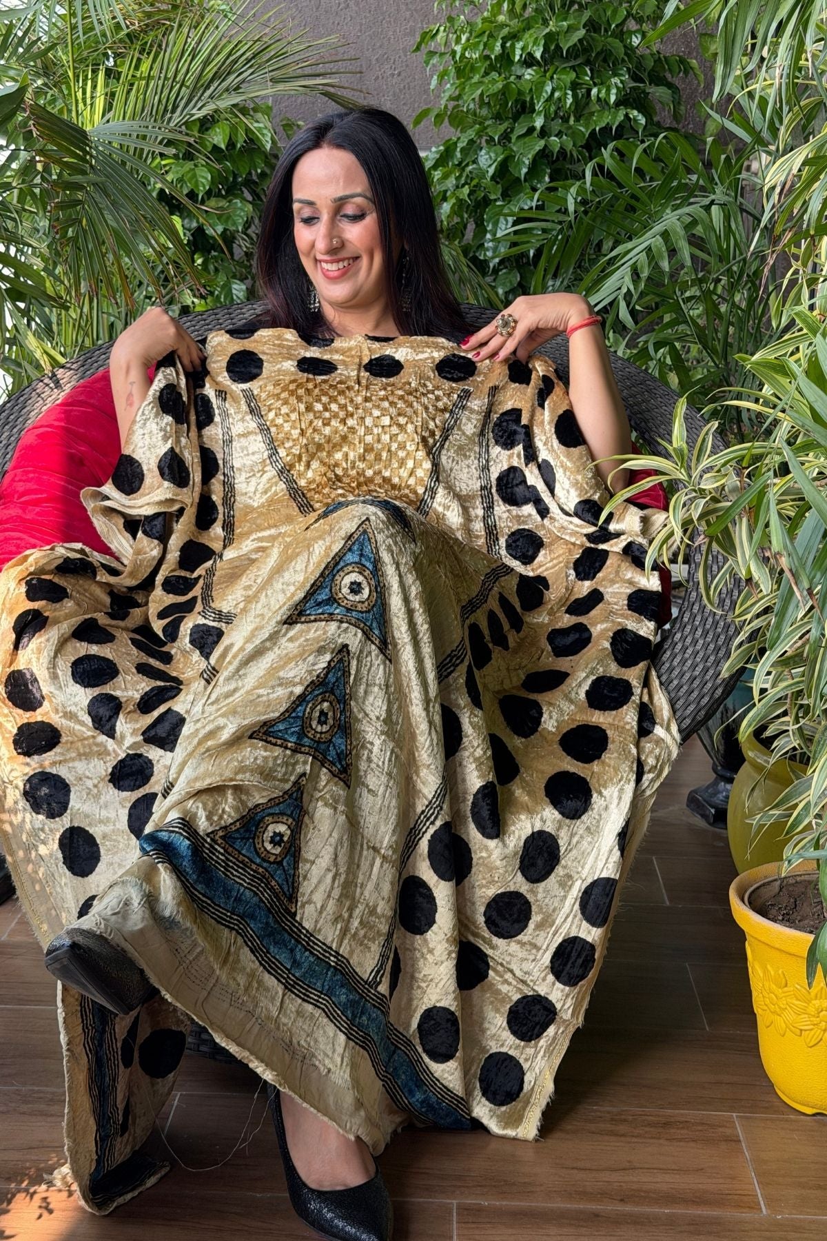 Handblocked Ajrakh kurta fabric only!!
