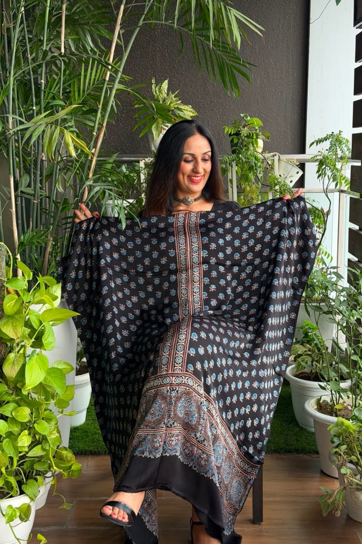 Ajrakh kurta fabric on pure modal !!