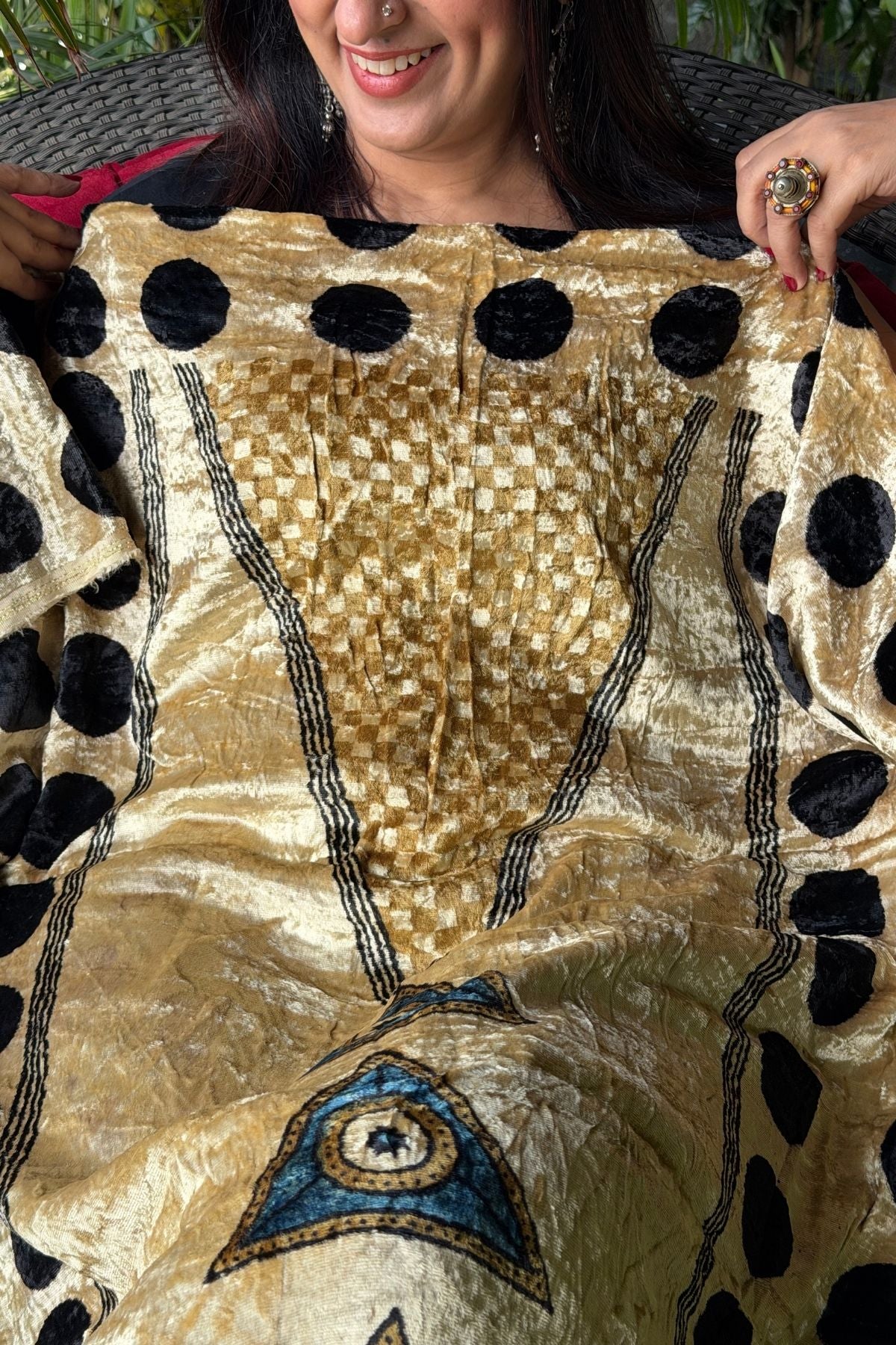 Handblocked Ajrakh kurta fabric only!!