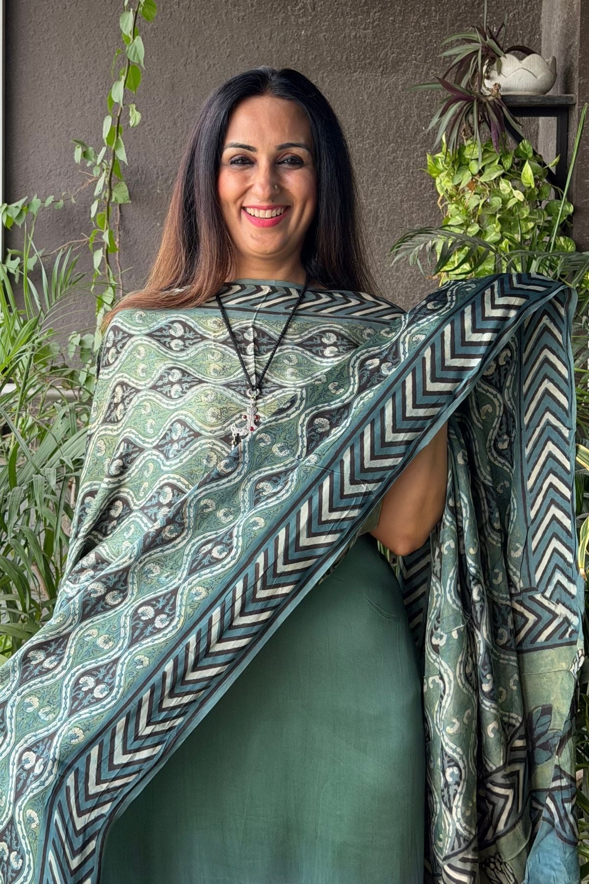 Ombré dyed modal kurta fabric with vegetable Handblock dyed dupatta!!