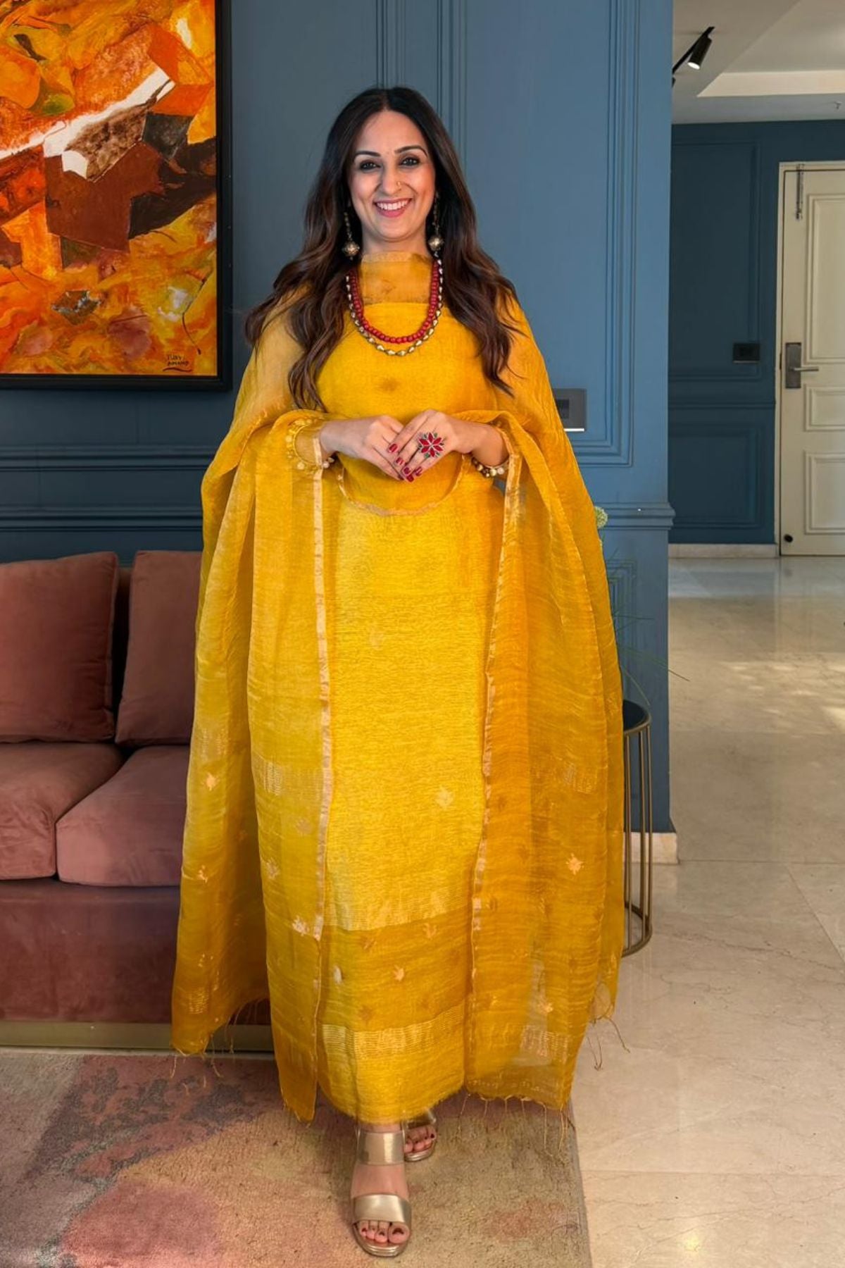 Premium quality Tissue muslin kurta dupatta set