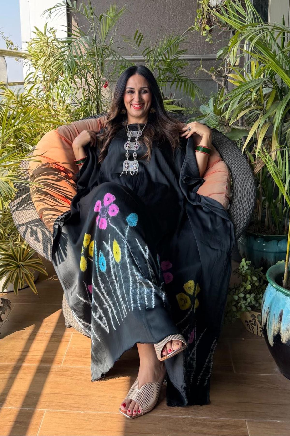 Handblocked Shibori shaded kurta on pure Modal