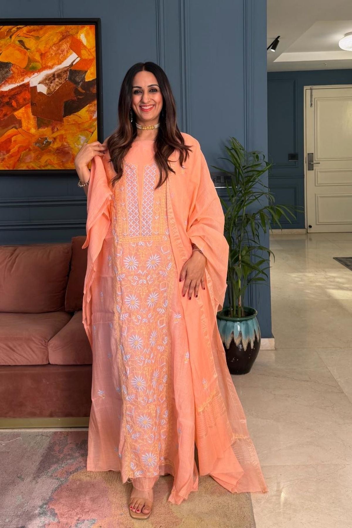 Chikankari on pure Mul cotton!!