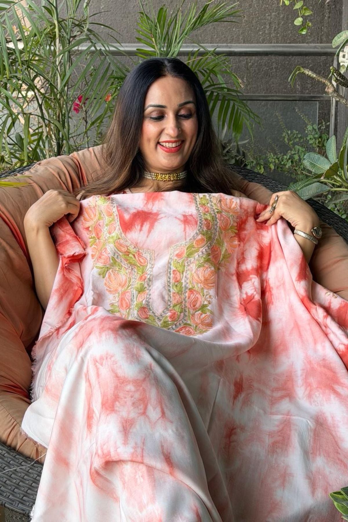 Pure muslin kurta fabric with Kashmiri work