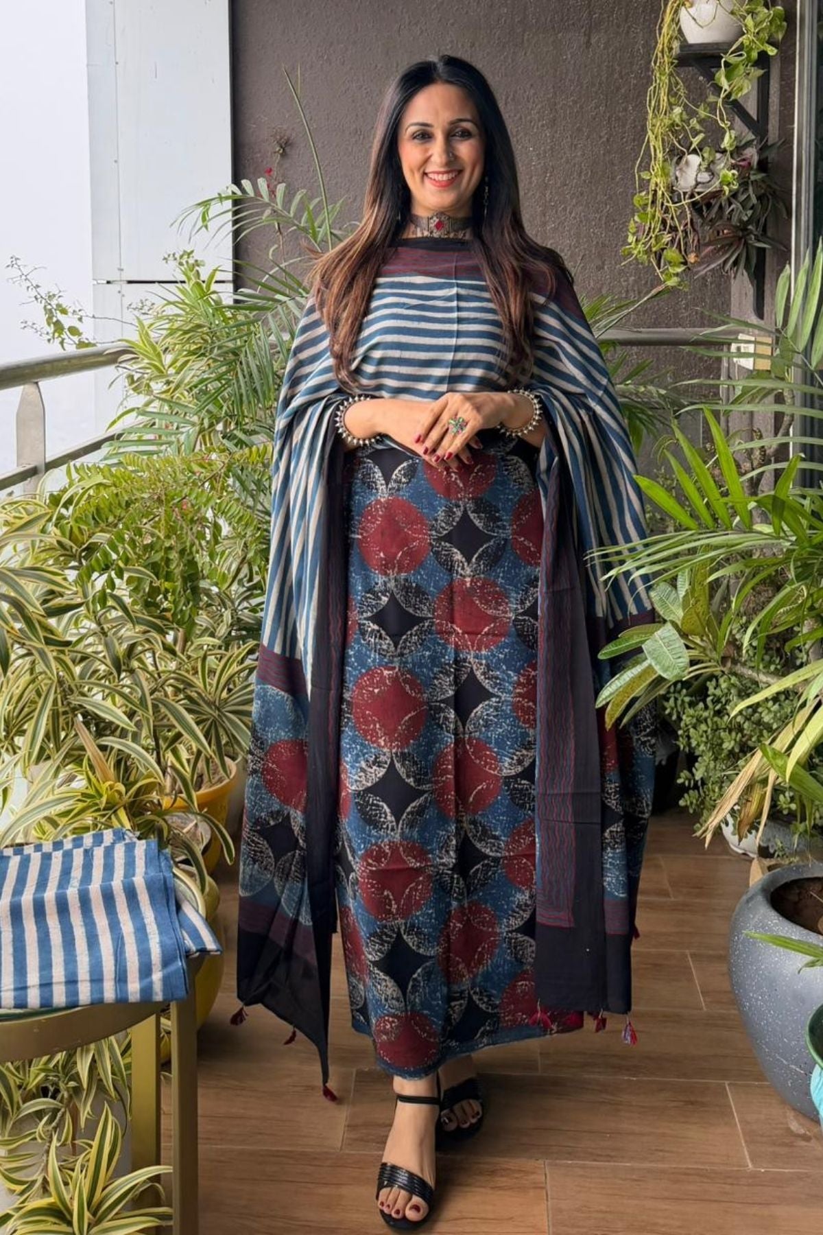 Ajrakh suits sets on Taj group pure cotton