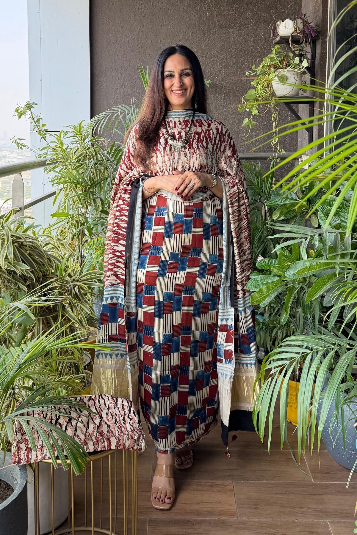 Handblocked Ajrakh full sets in modal with Lagdi patta on dupatta!!