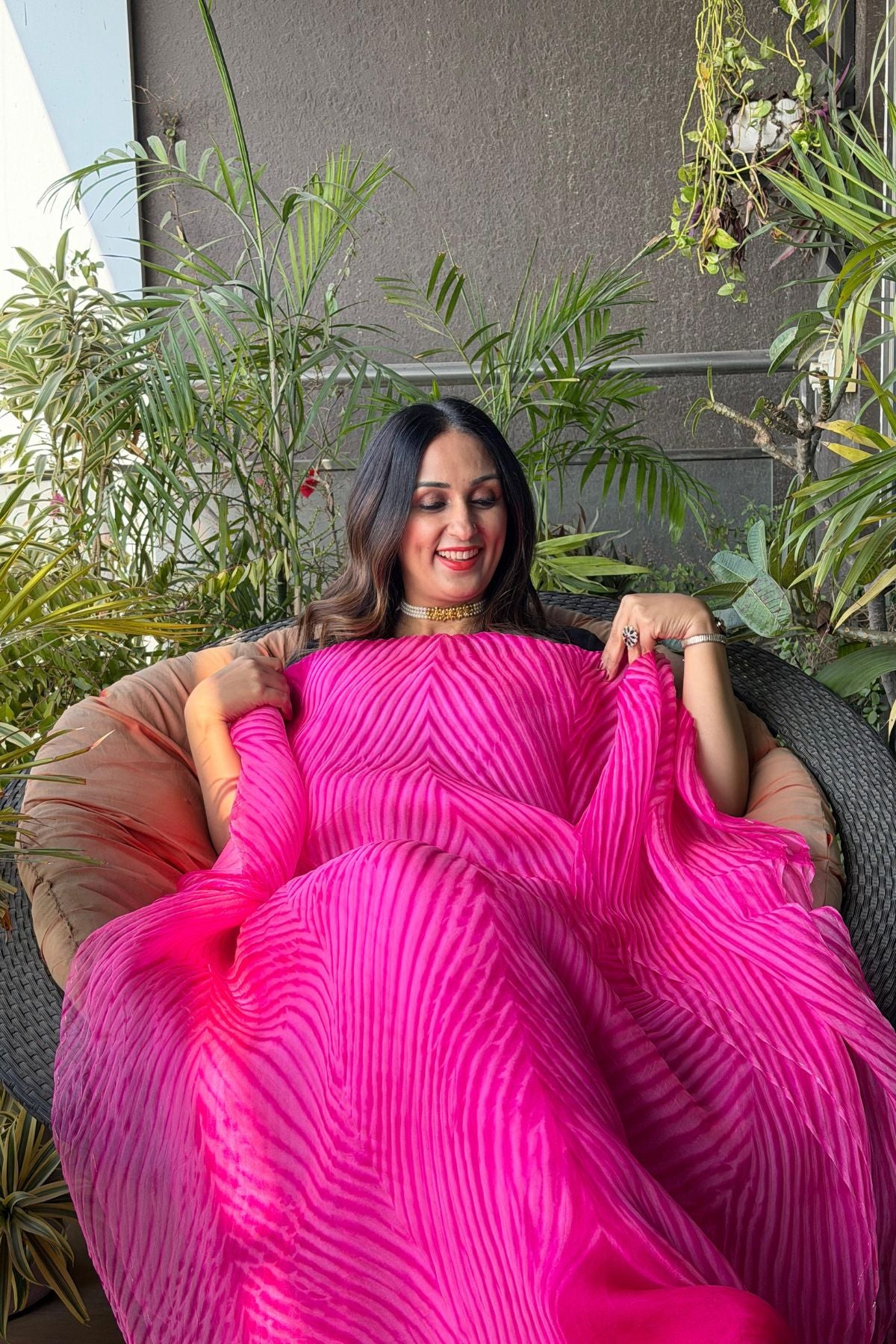 Pure Organza Arashi Shibori dye kurta fabric!!!