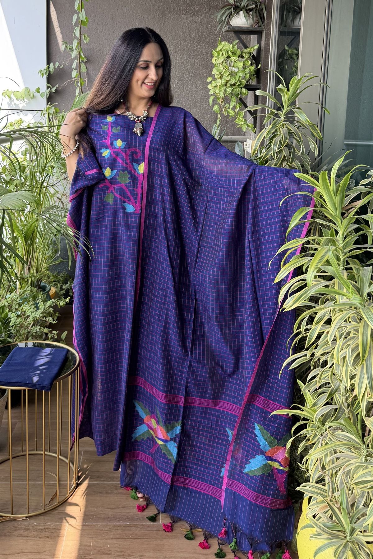 Handloom cotton self-check Jamdani full sets!!