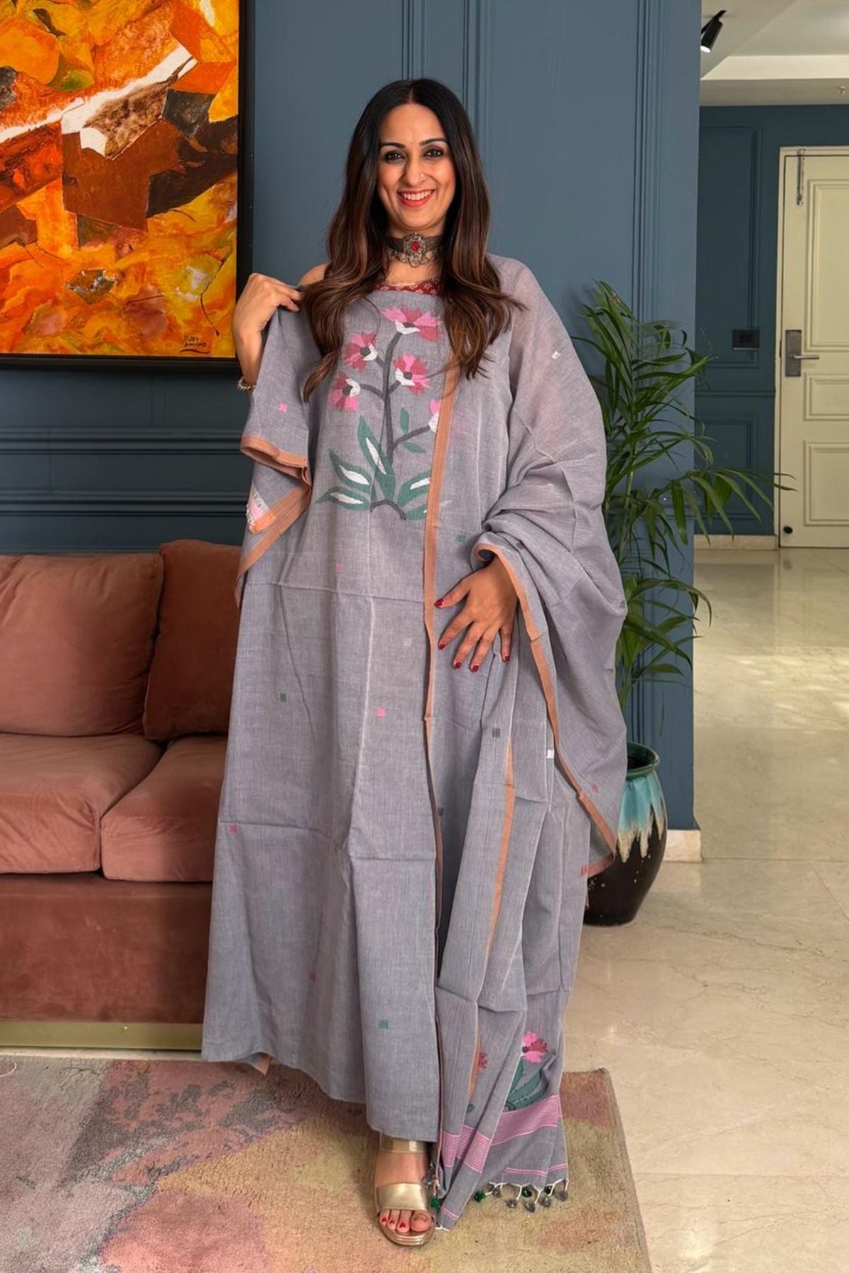 Jamdani pure cotton kurta dupatta sets!!