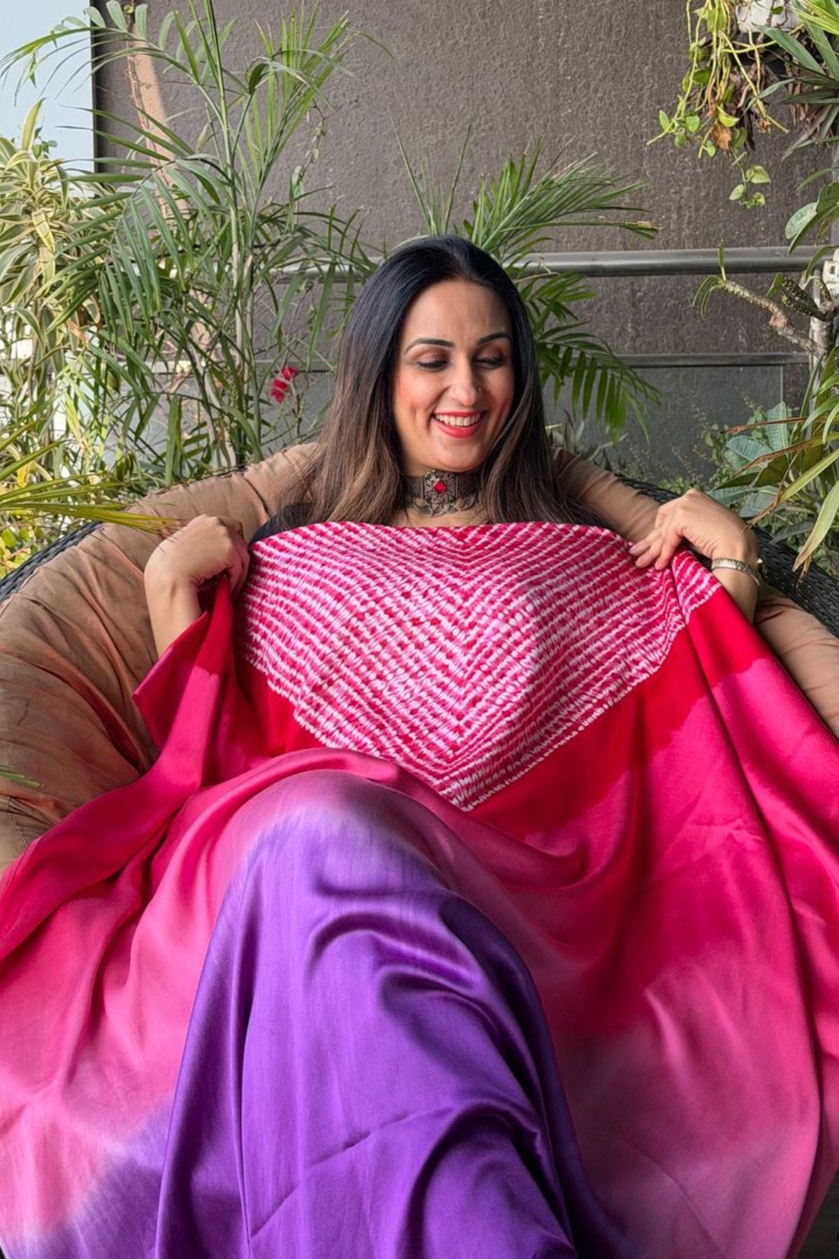 Handblocked Shibori shaded kurta on pure Modal