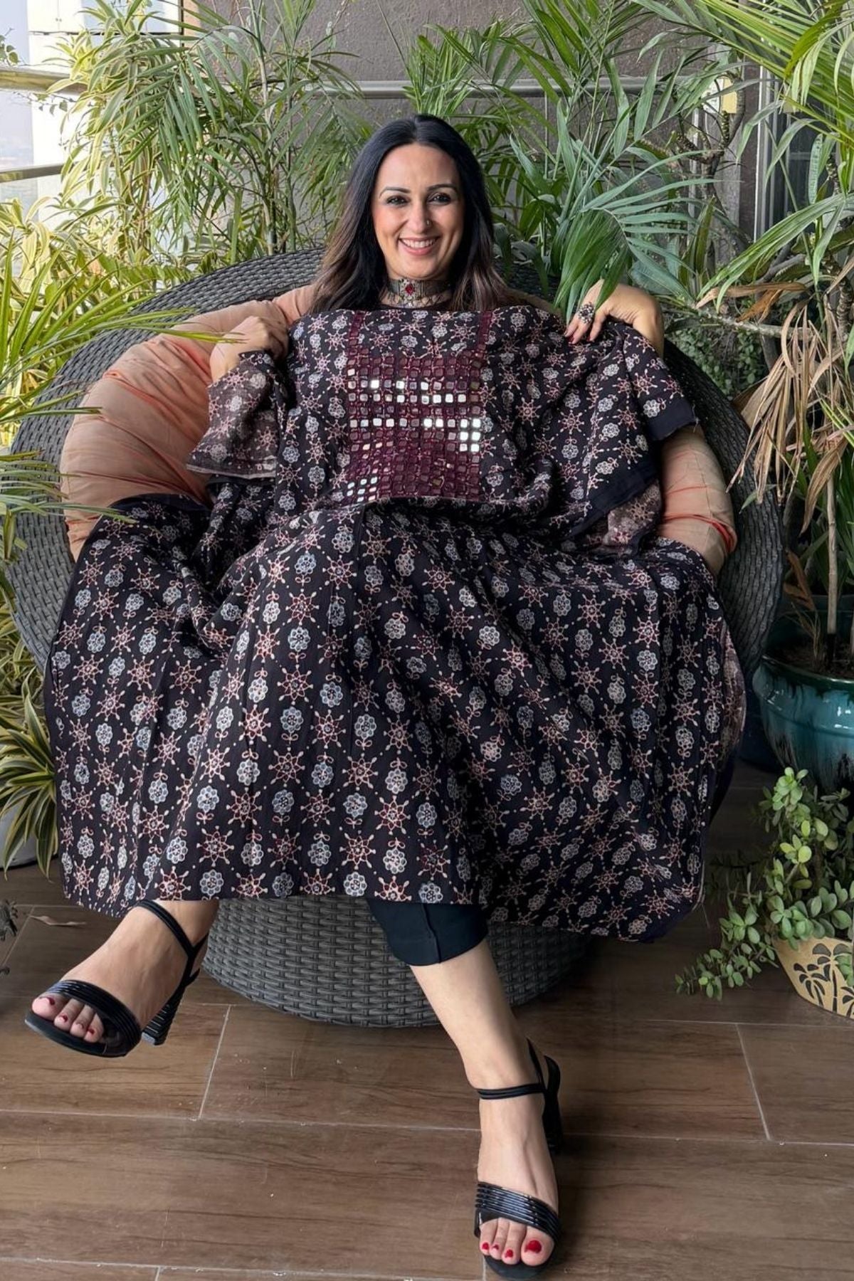 Pure Cotton Kutch mirror hand work kurta fabrics!!