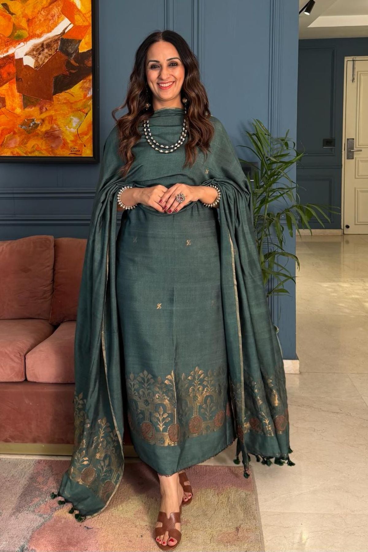 Premium Bangalore cotton with Banarasi weave kurta dupatta sets