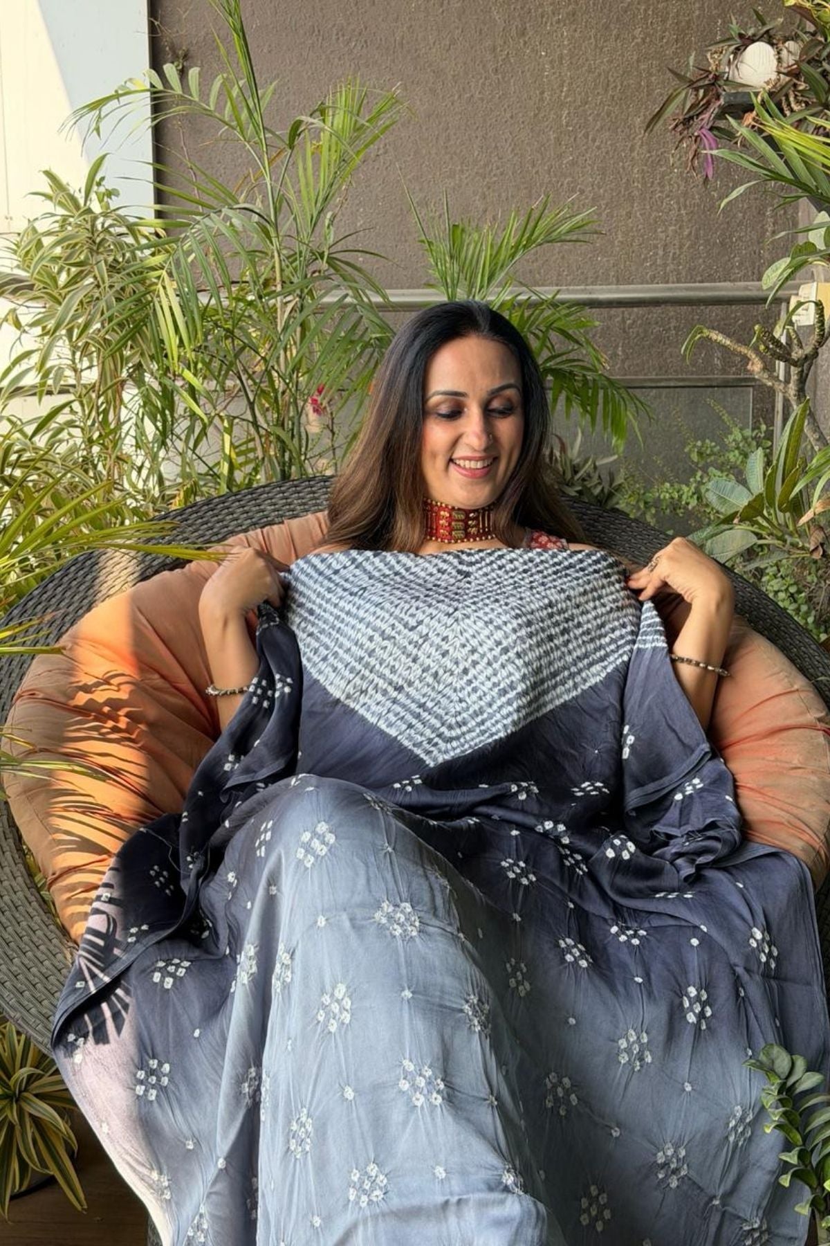 Shibori & Bandhani Kurta on pure modal satin!!