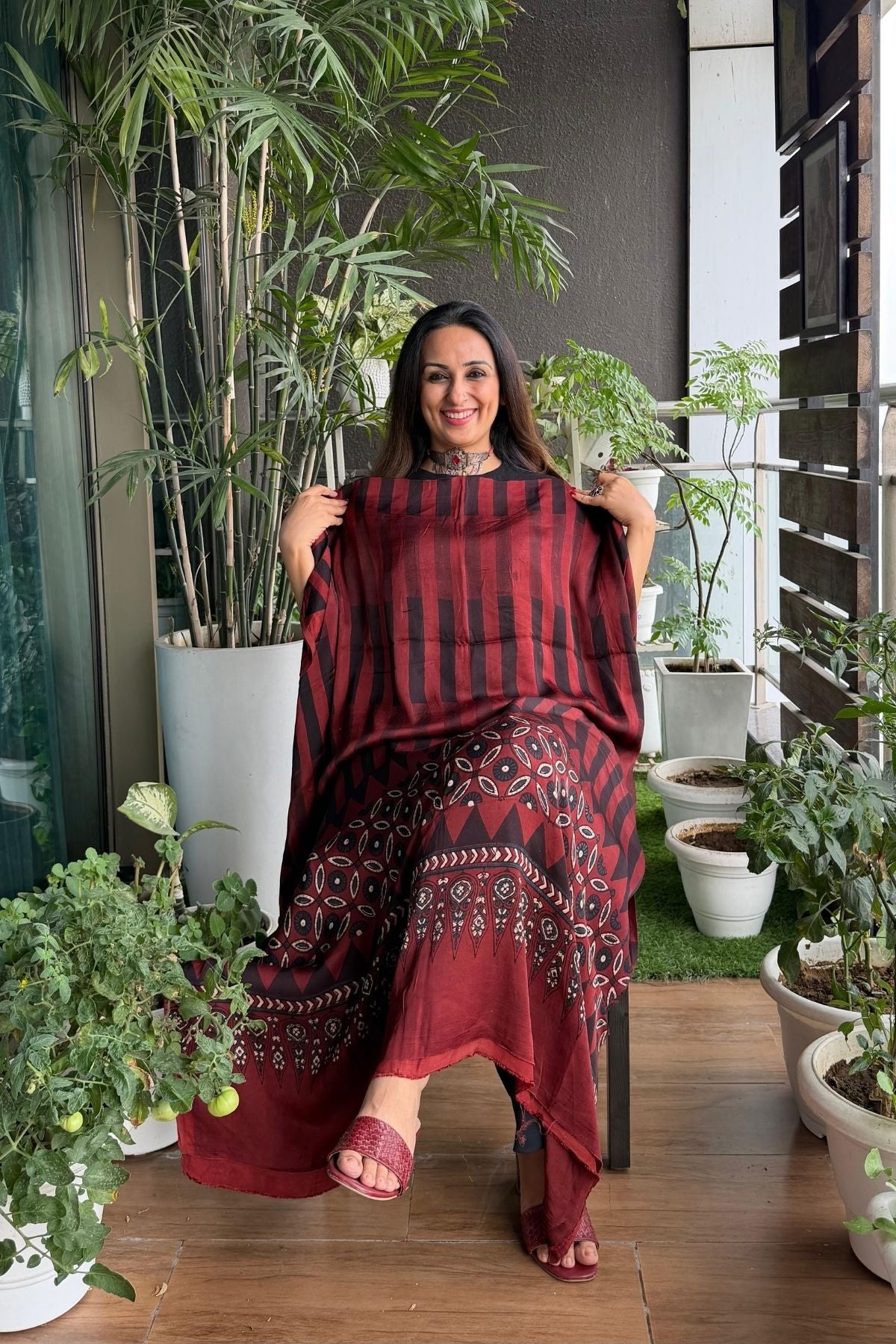 Ajrakh kurta fabric on pure modal !!