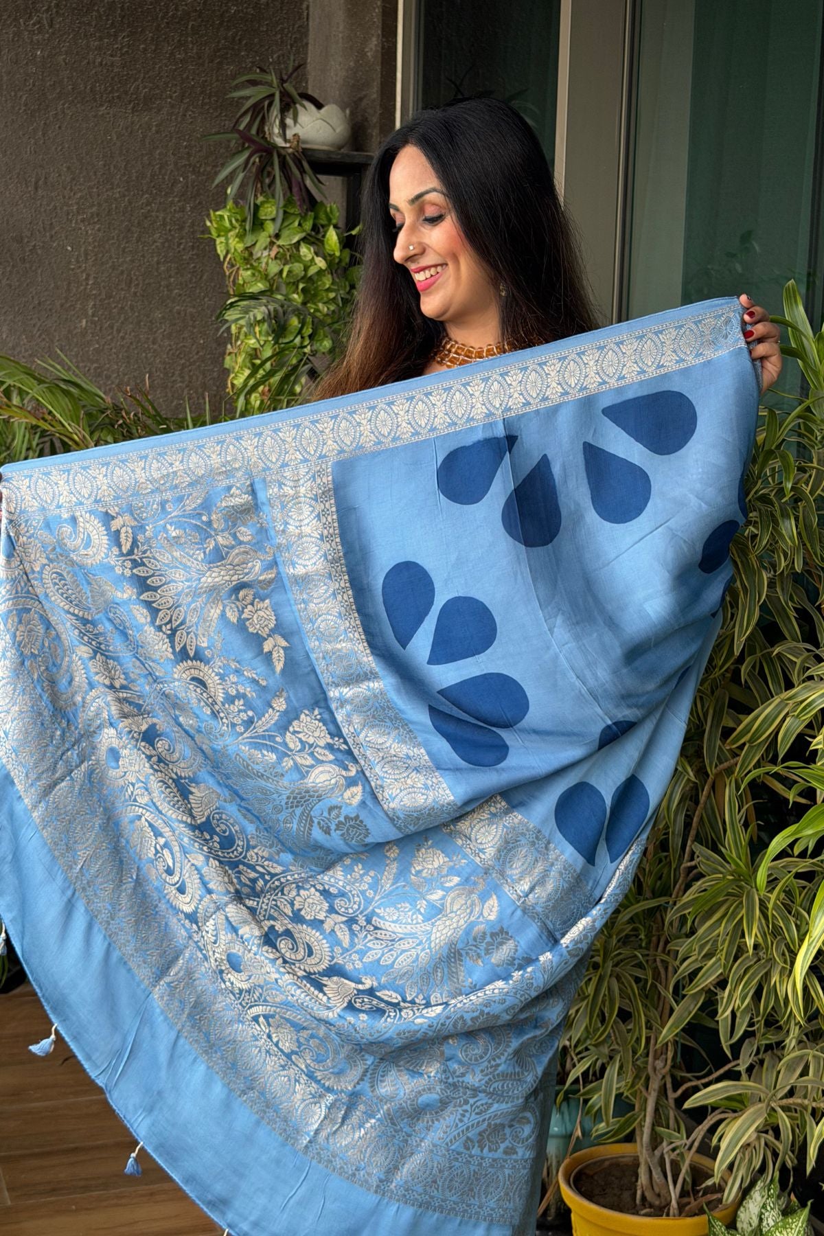 Handcrafted Clamp-dyed sarees in pure modal silk!!!