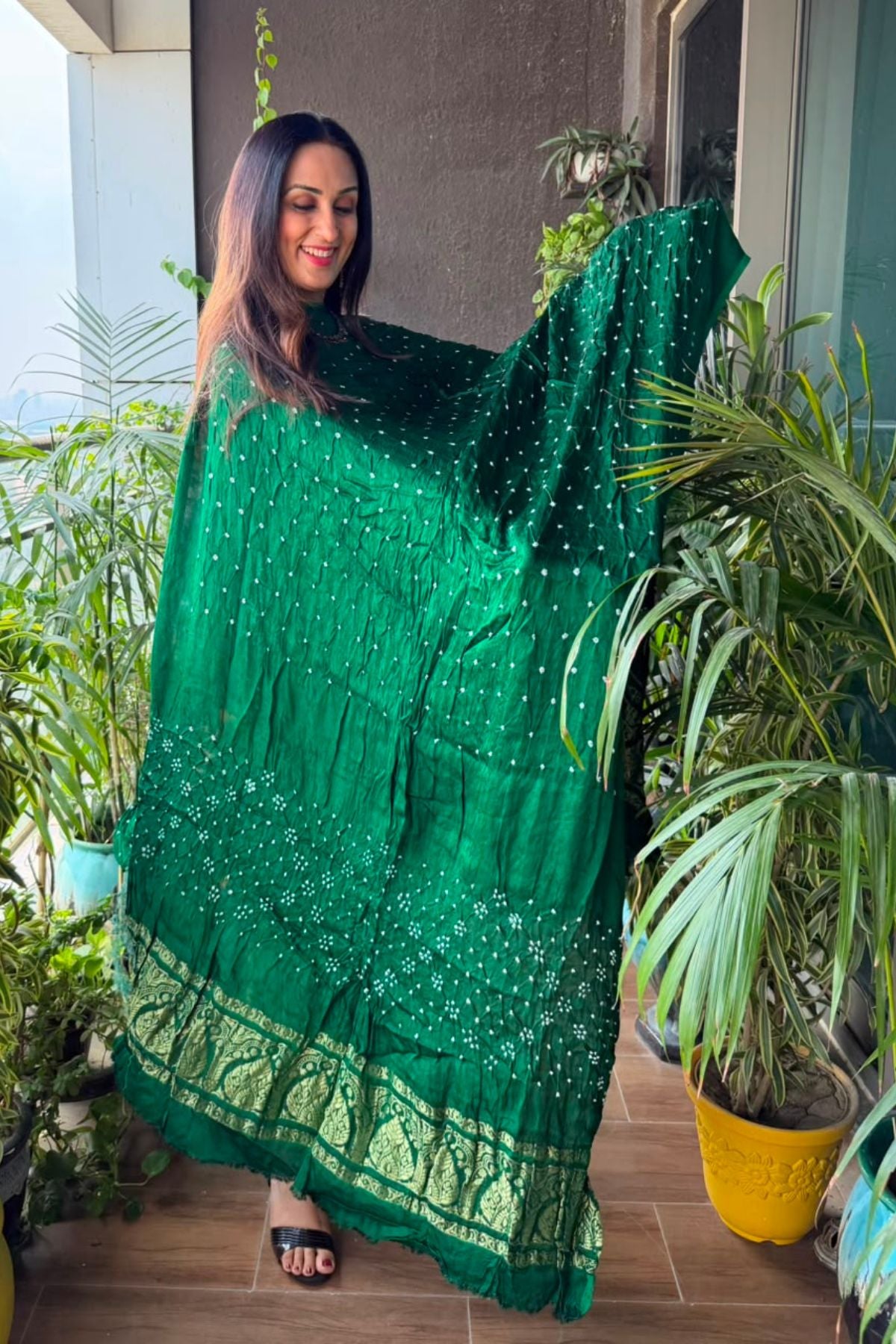 Bandhani with nakshi zari work on pure modal!!