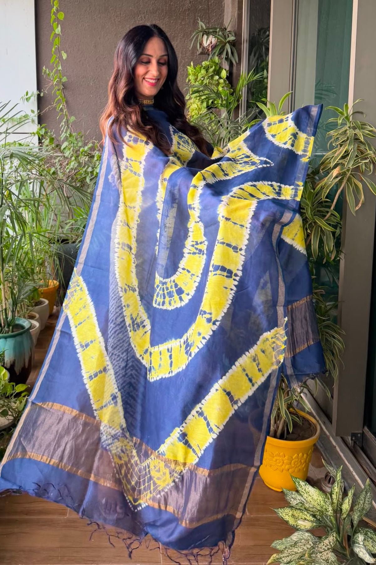 Shibori tie and dye kurta dupatta set on pure Chanderi!!