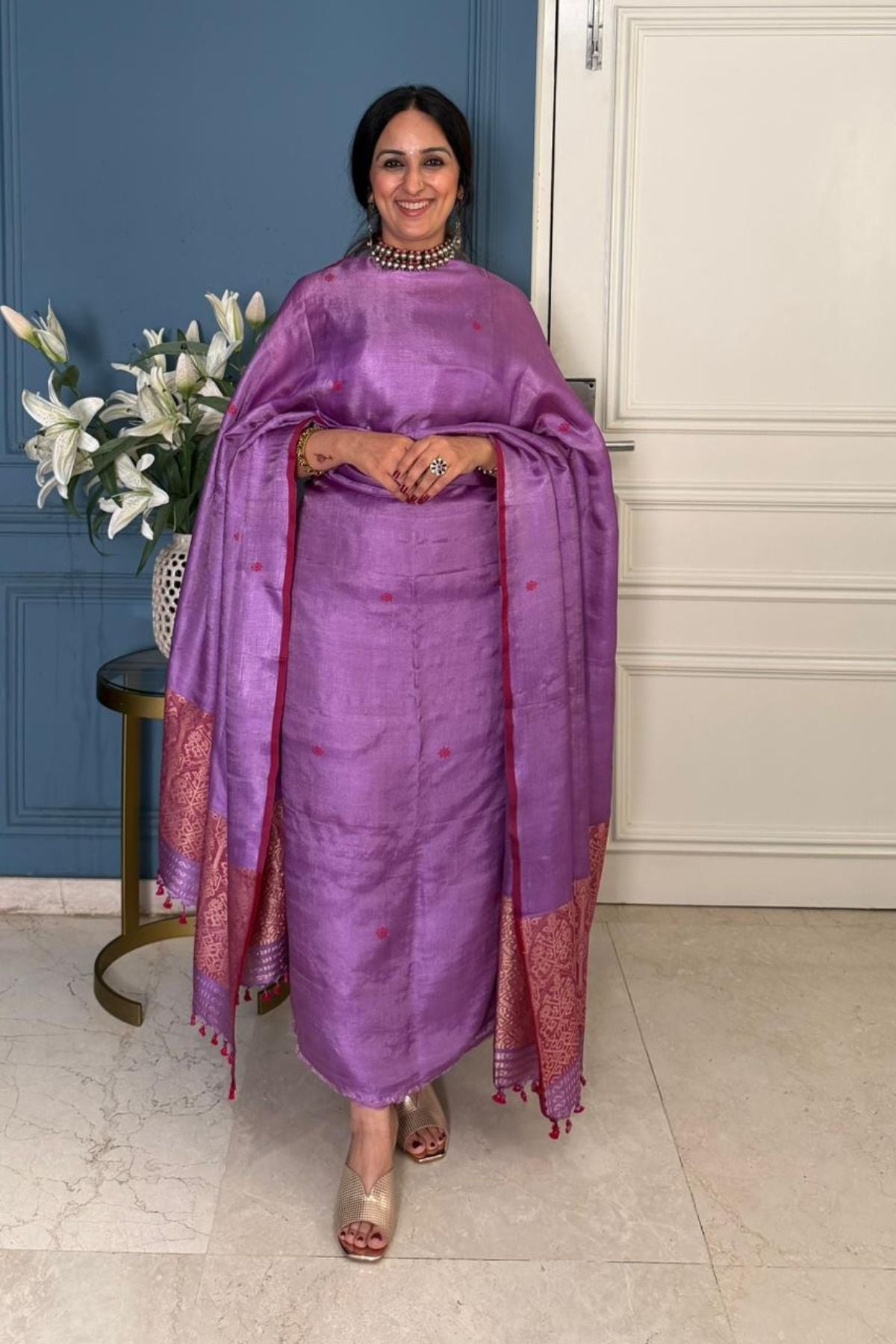 Tangail weave on Pure Tussar Silk -Kurta Dupatta set