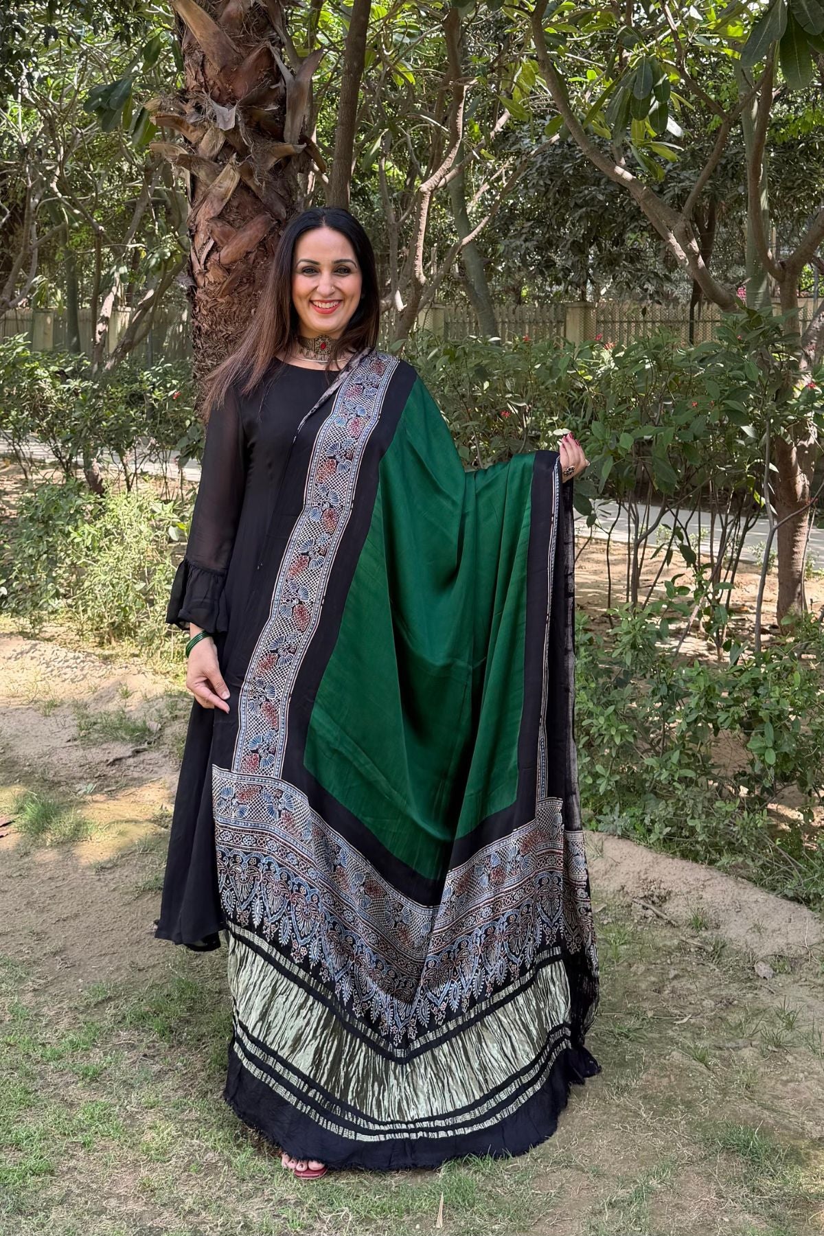 Ajrakh Dupatta on pure Modal with lagdi patta!!
