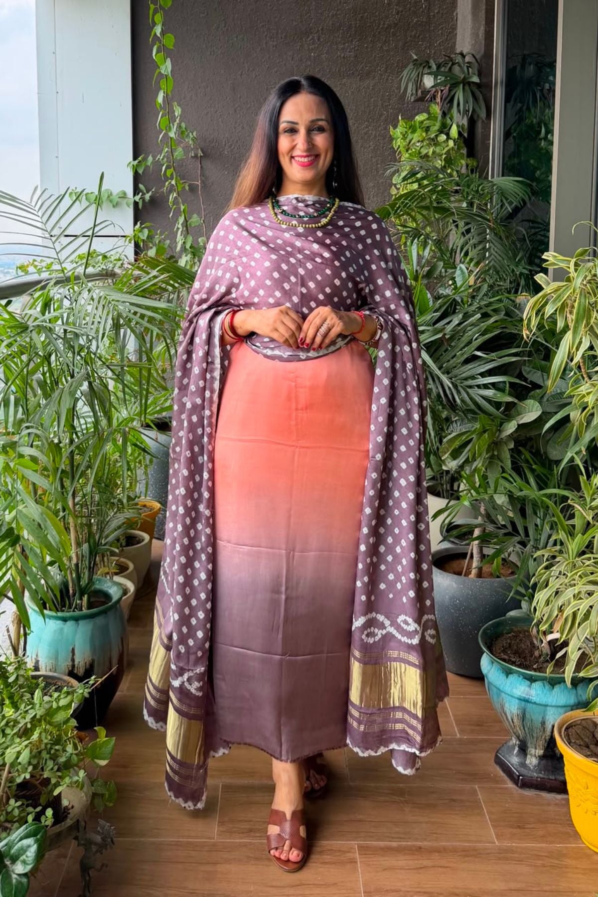 Ombré kurta dupatta set on pure modal Satin