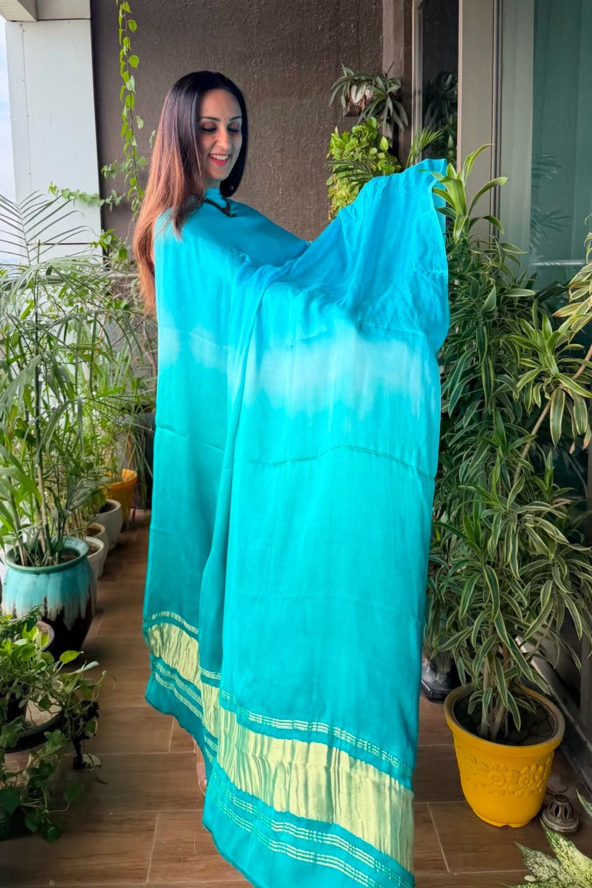 Handcrafted Bandhani ombré kurta dupatta set on pure modal!!