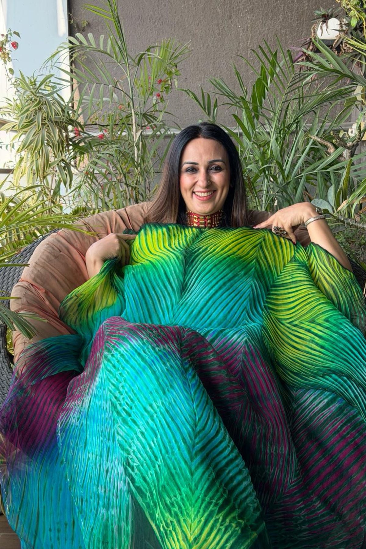 Arashi- Pure Organza Multi Shibori kurta fabric!!!