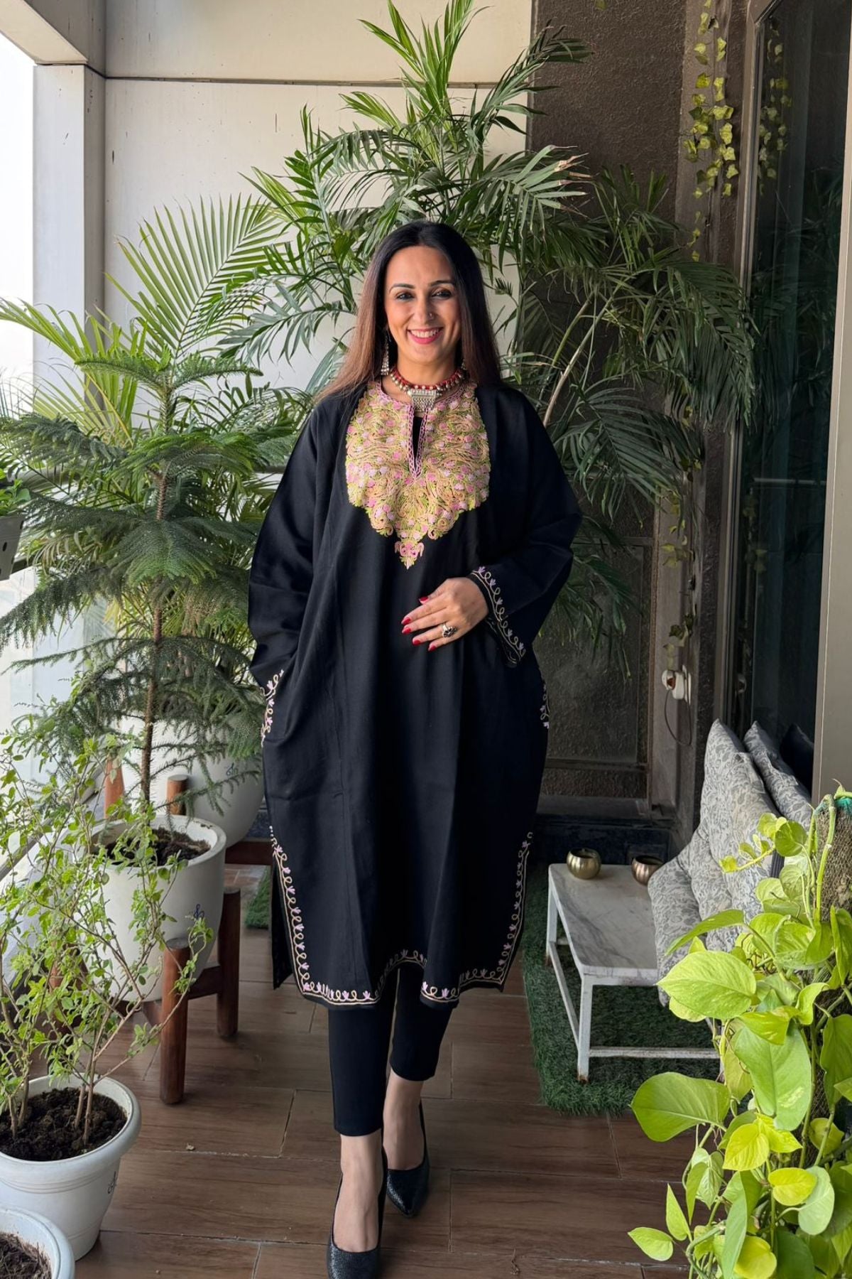 Woollen Kashmiri Phiran with Aari work