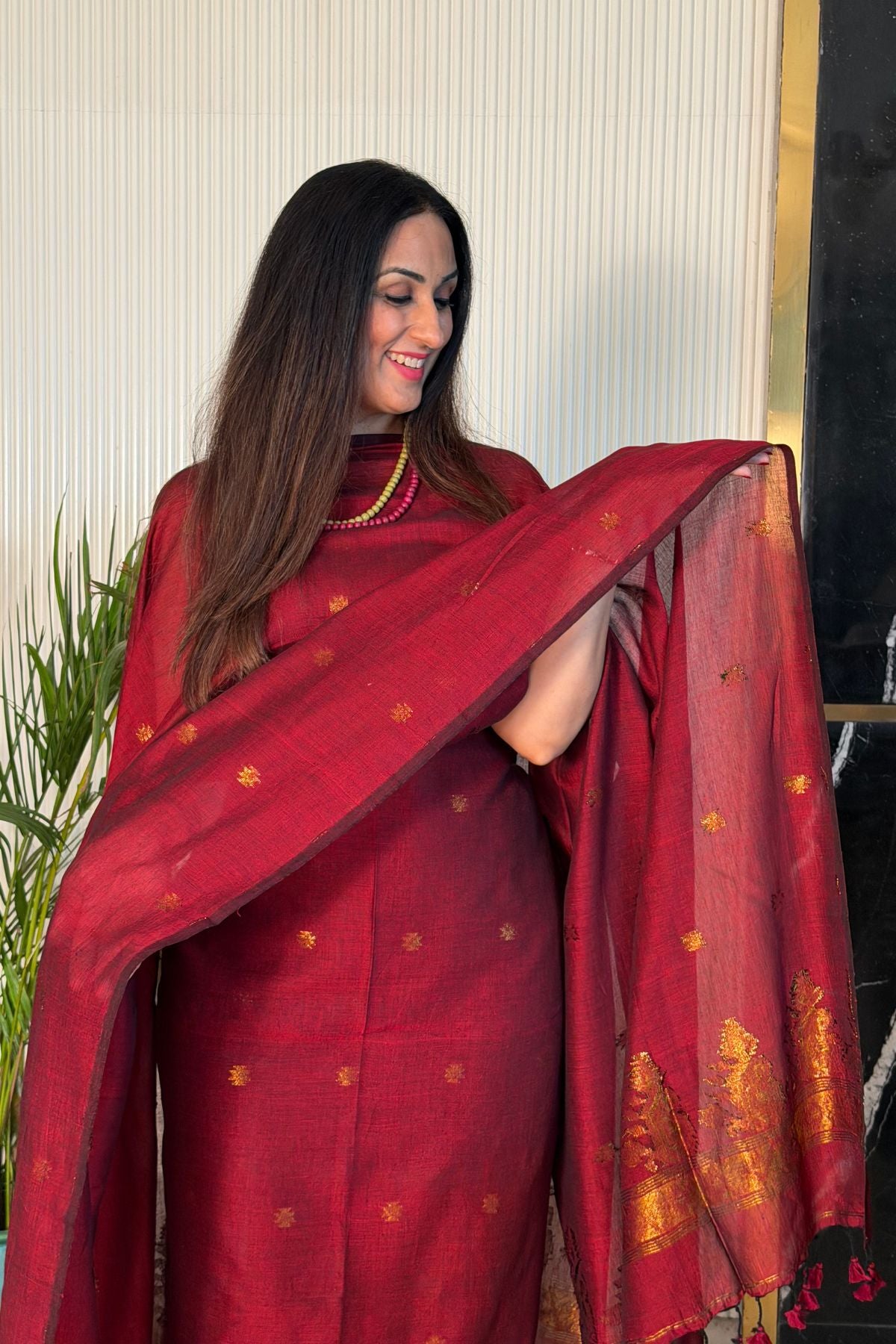 Mercerised pure cotton zari weave kurta dupatta sets with Jamdani weave !!