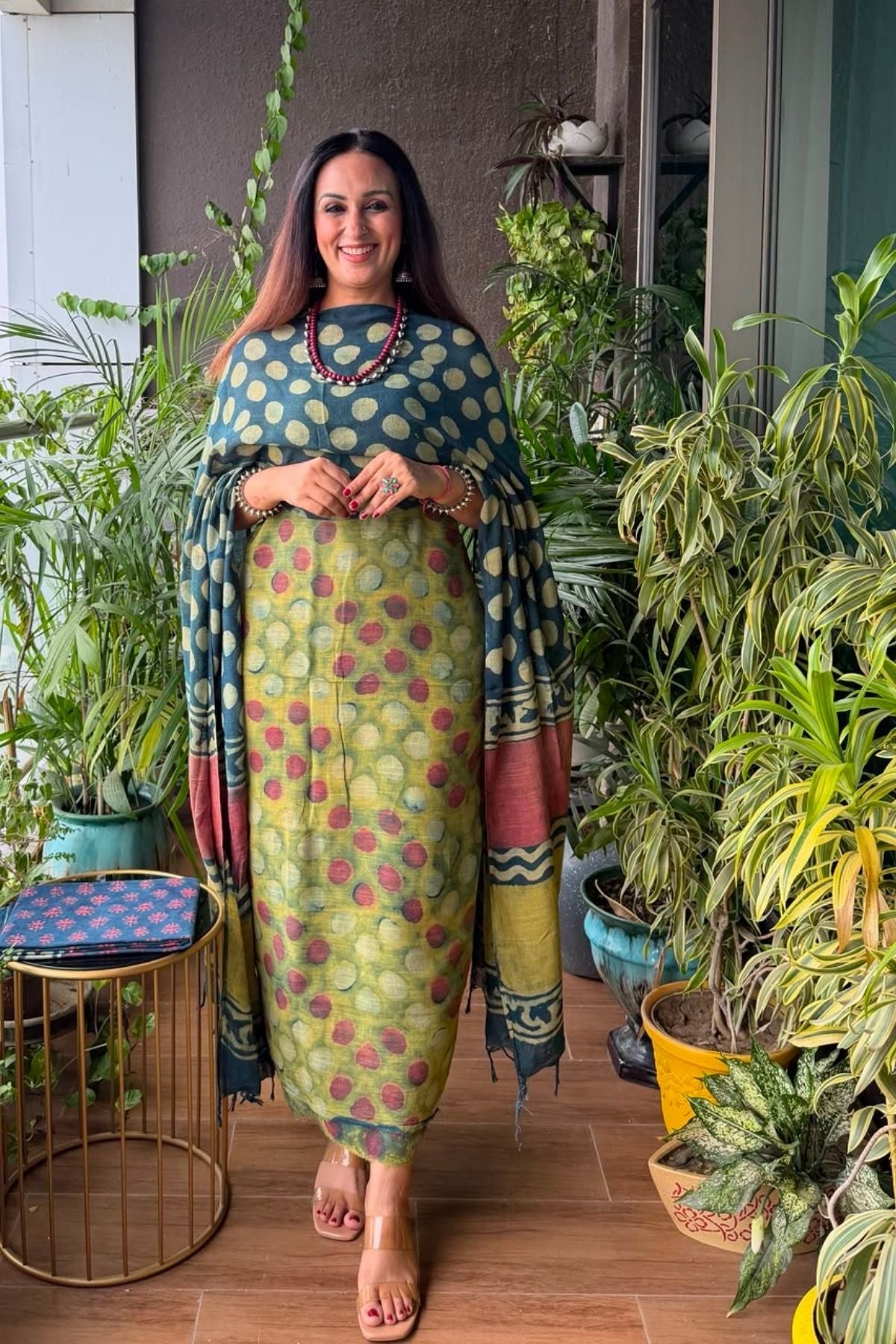 Handblocked Slub cotton linen full sets!!