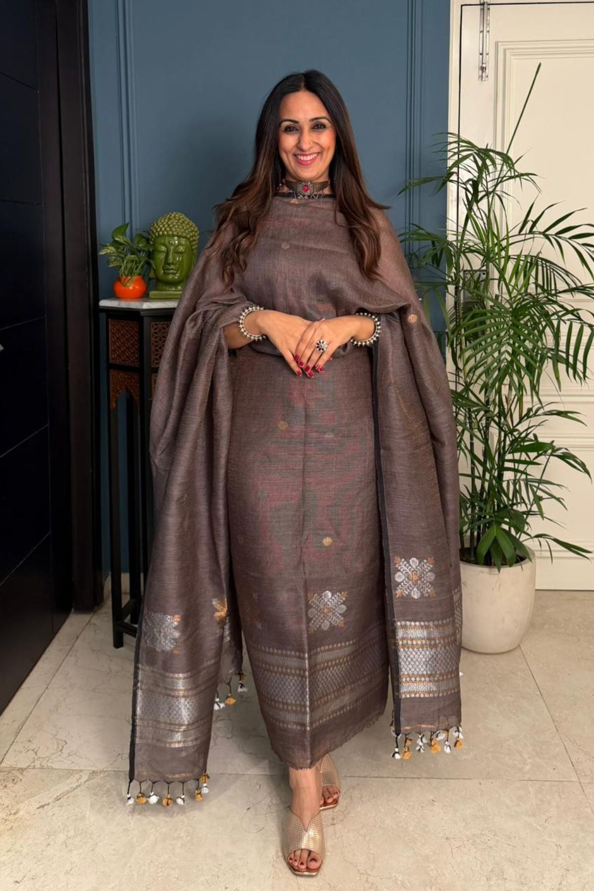 Jayshree tissue linen kurta dupatta set