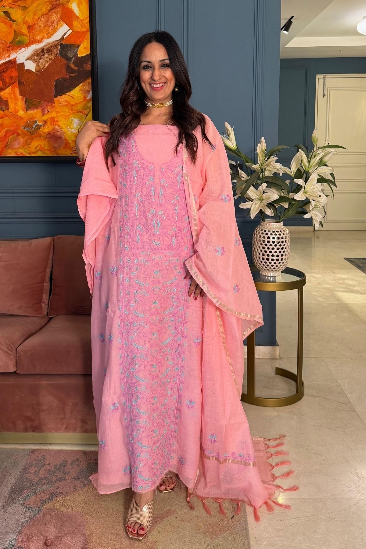 Chikankari on pure Mul cotton!!