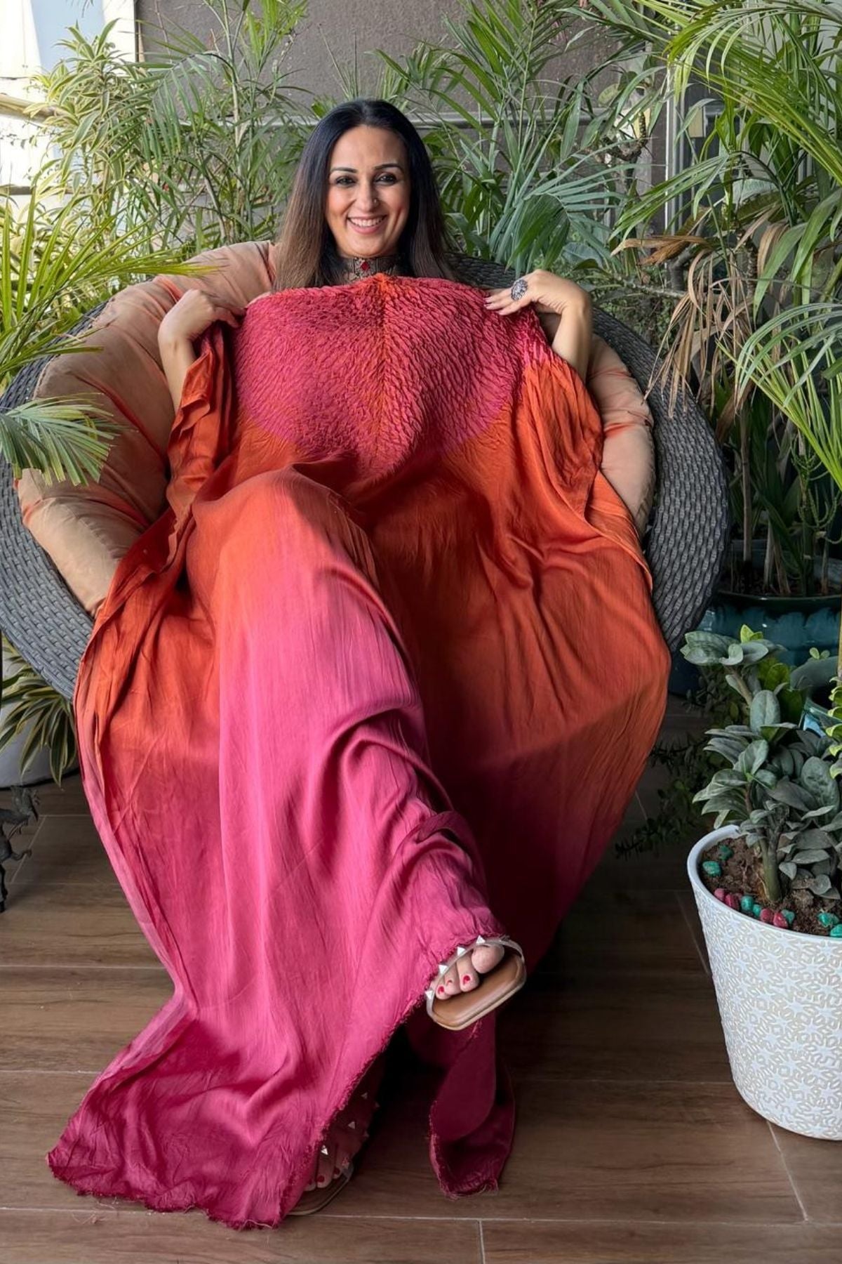 Handblocked Shibori shaded kurta on pure Modal