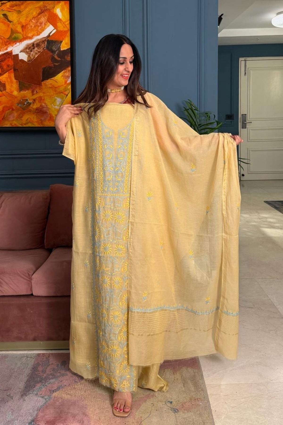 Chikankari on pure Mul cotton!!