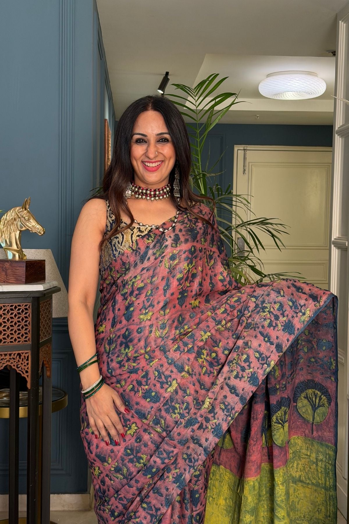 Pomegranate handcrafted pure tussar modal saree!!