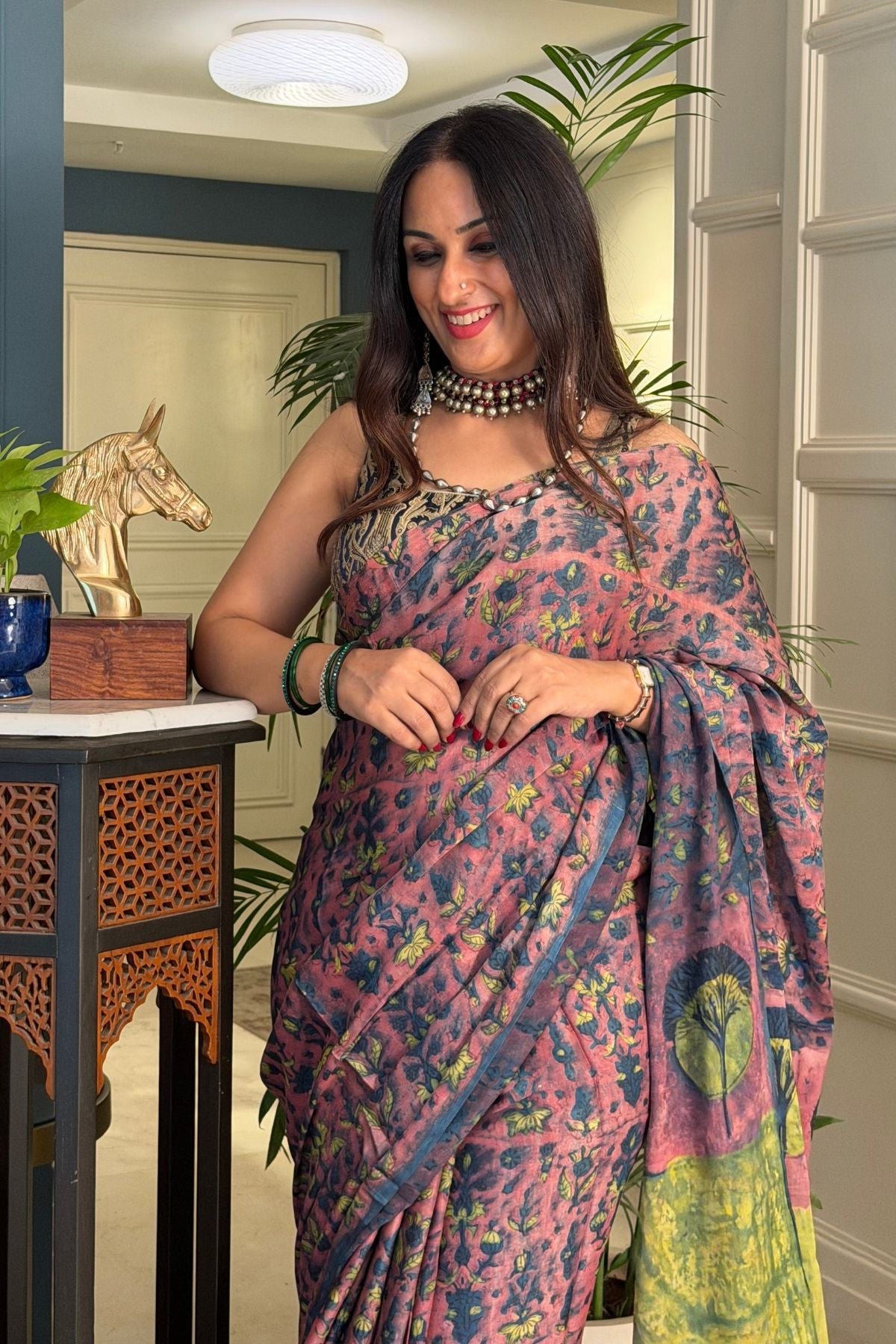 Pomegranate handcrafted pure tussar modal saree!!