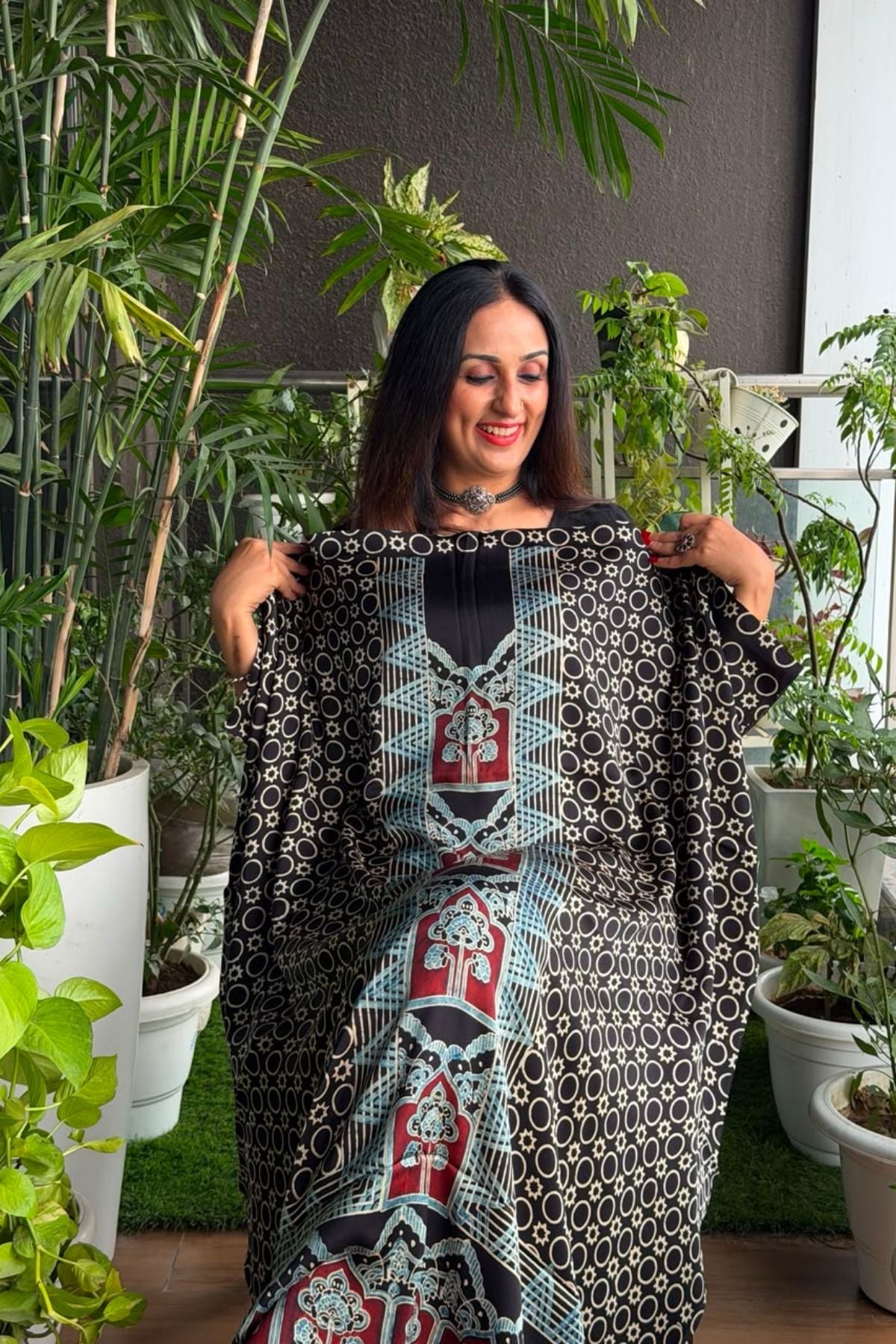 Ajrakh kurta fabric on pure modal !!