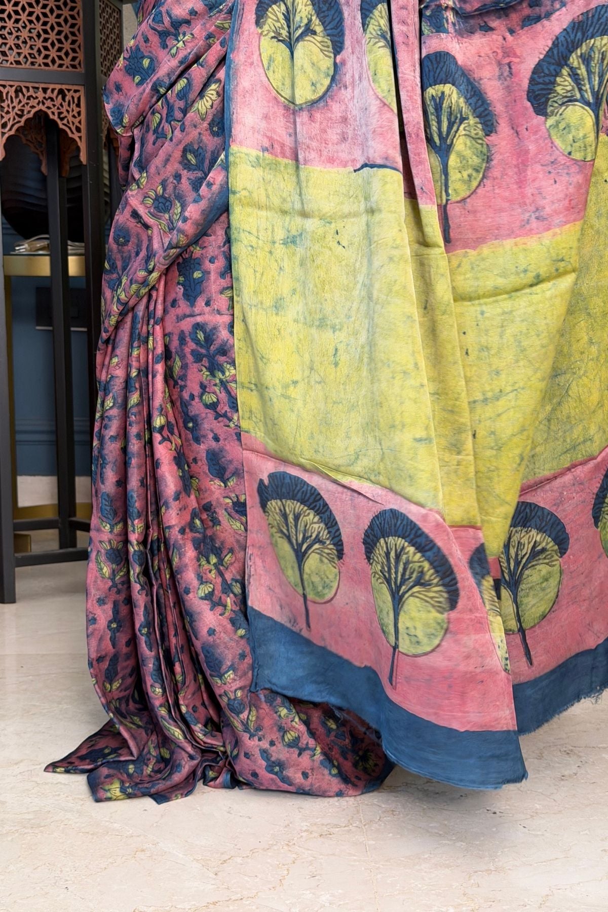 Pomegranate handcrafted pure tussar modal saree!!
