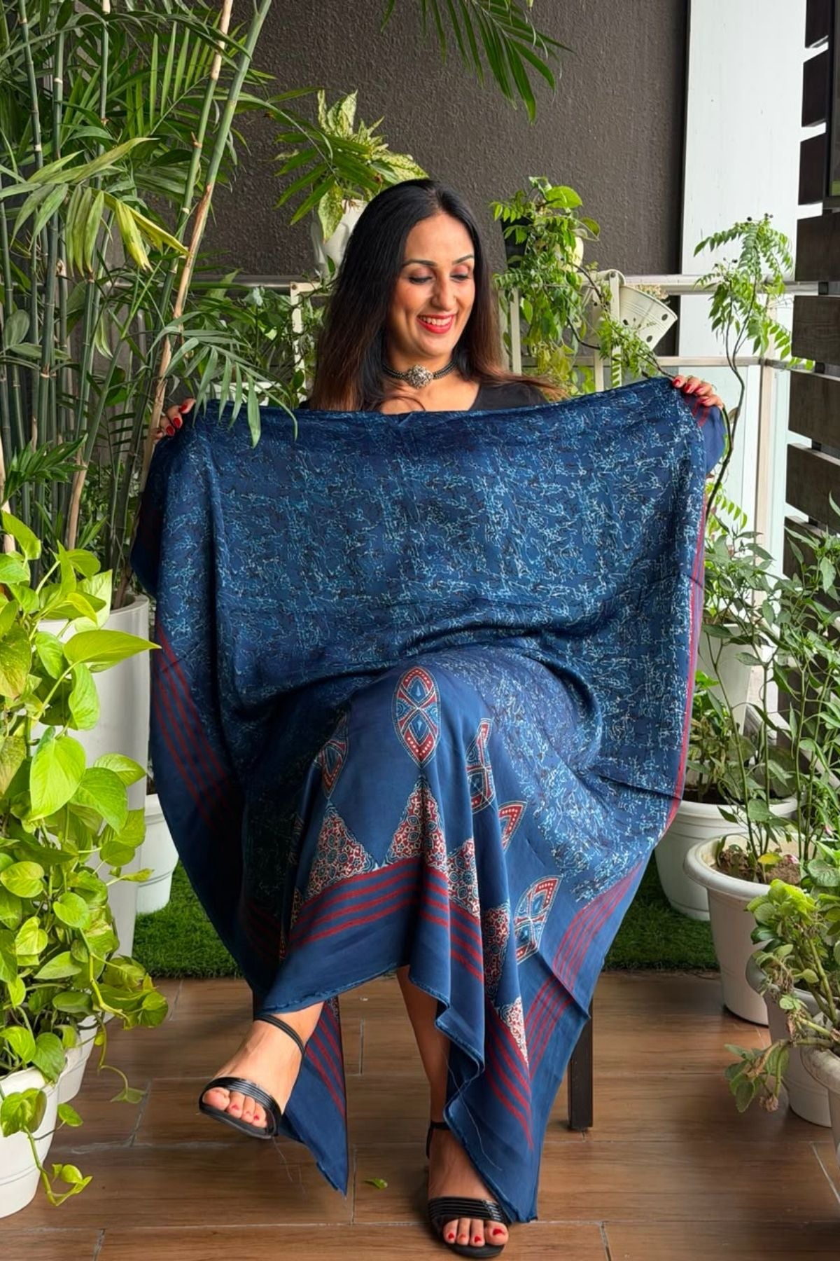 Ajrakh kurta fabric on pure modal !!