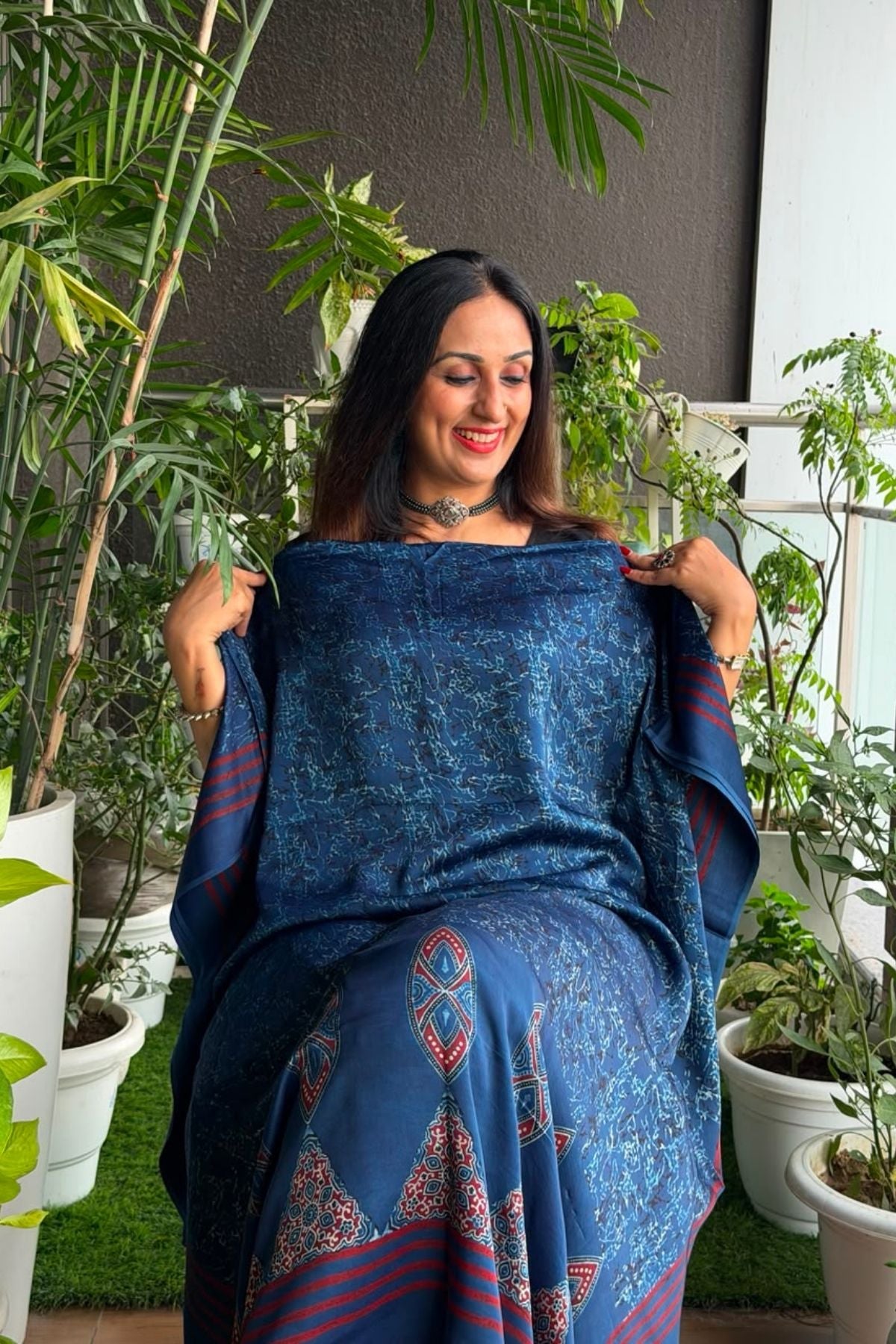 Ajrakh kurta fabric on pure modal !!