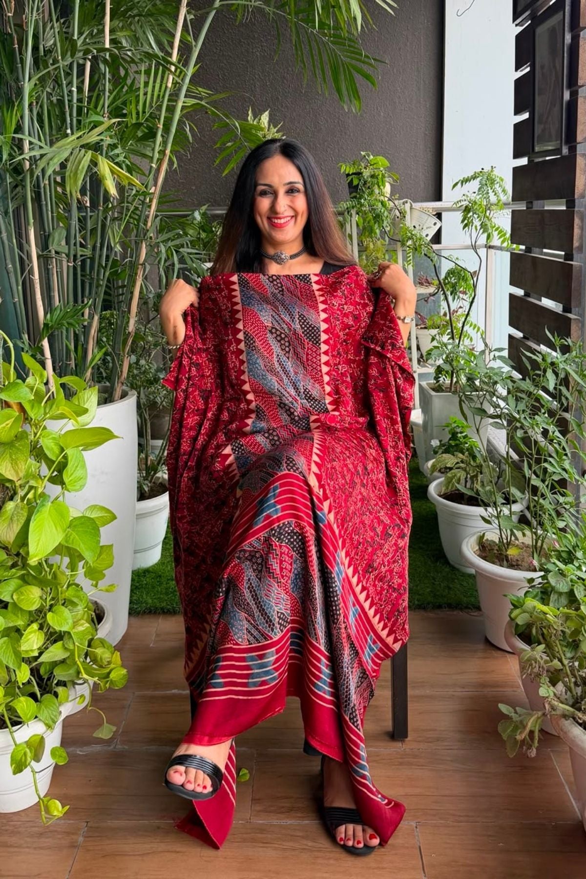 Ajrakh kurta fabric on pure modal !!