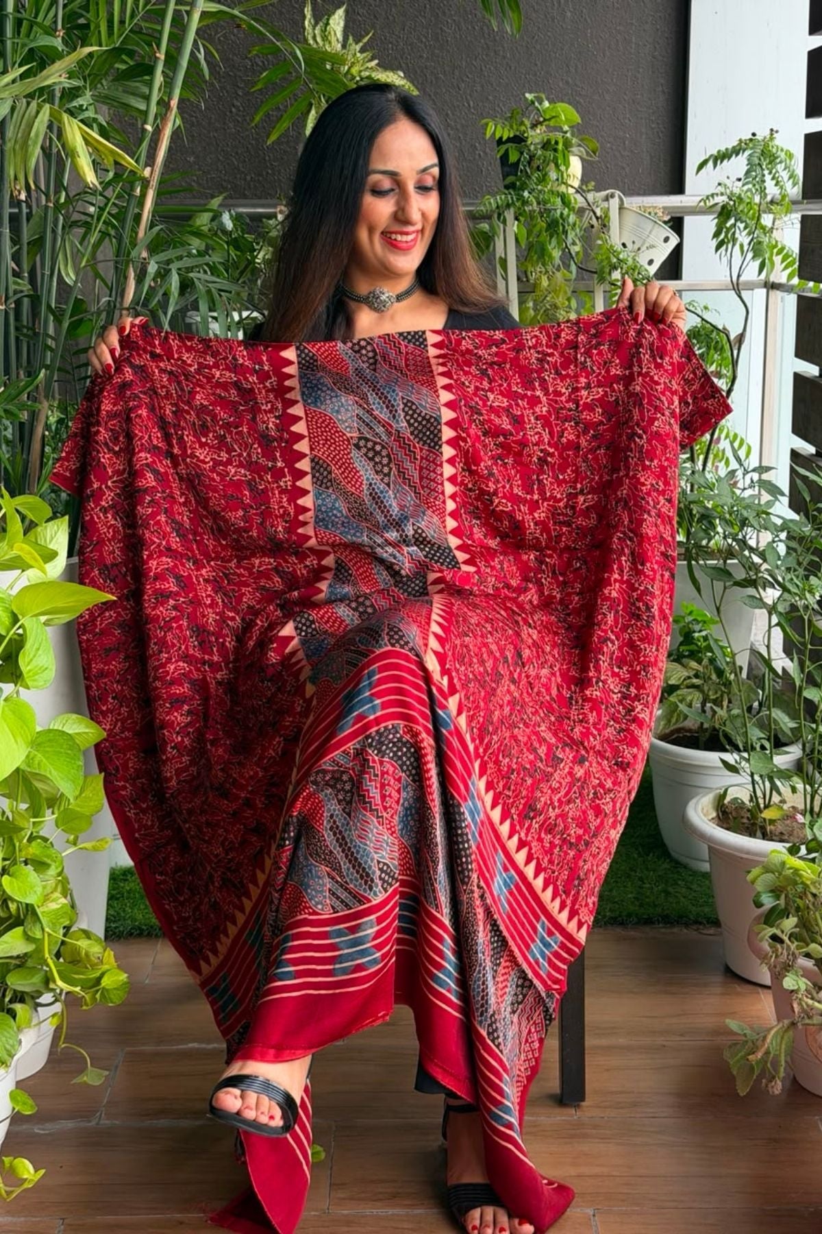 Ajrakh kurta fabric on pure modal !!