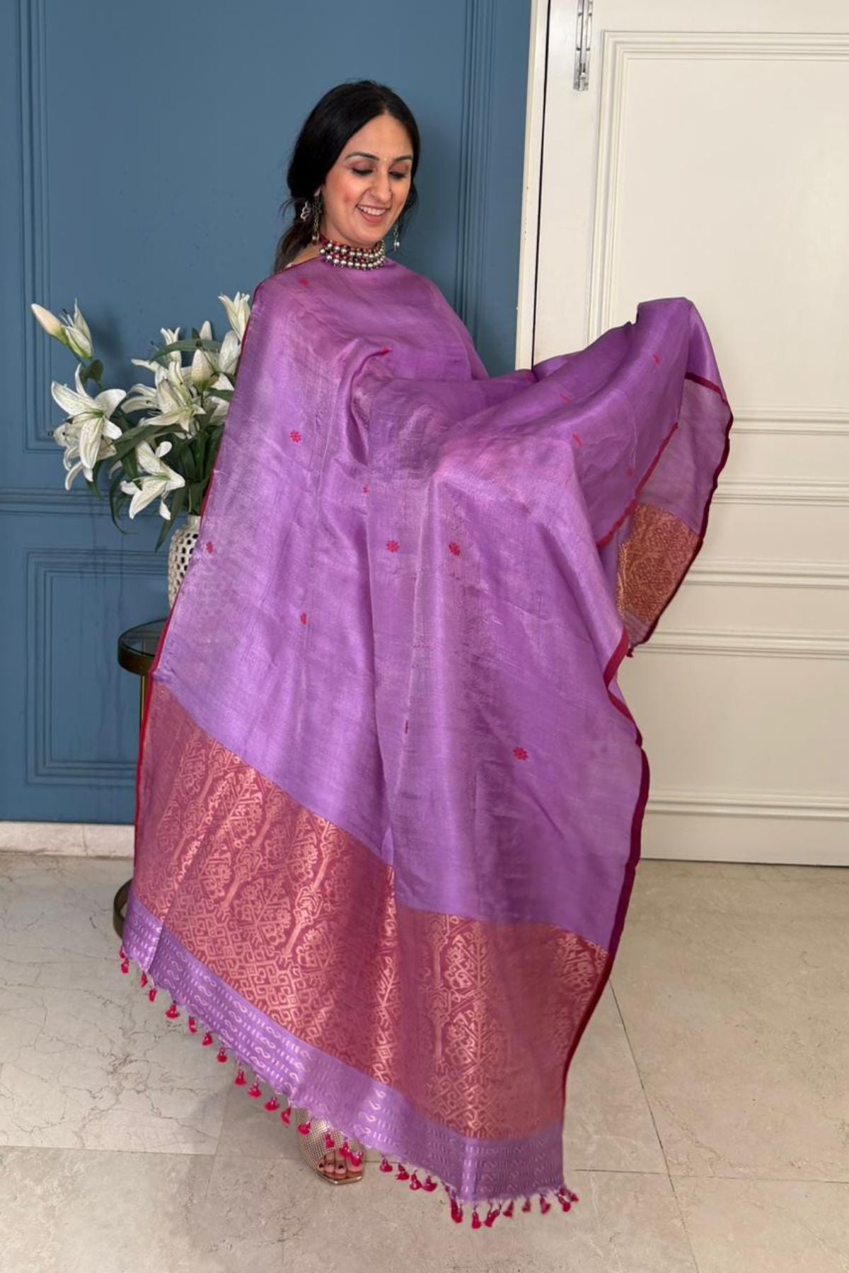 Tangail weave on Pure Tussar Silk -Kurta Dupatta set